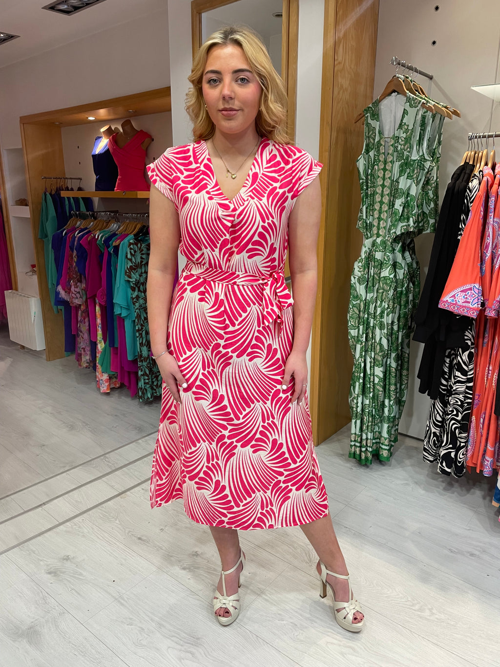 Smashed Lemon Pink and White Print Dress