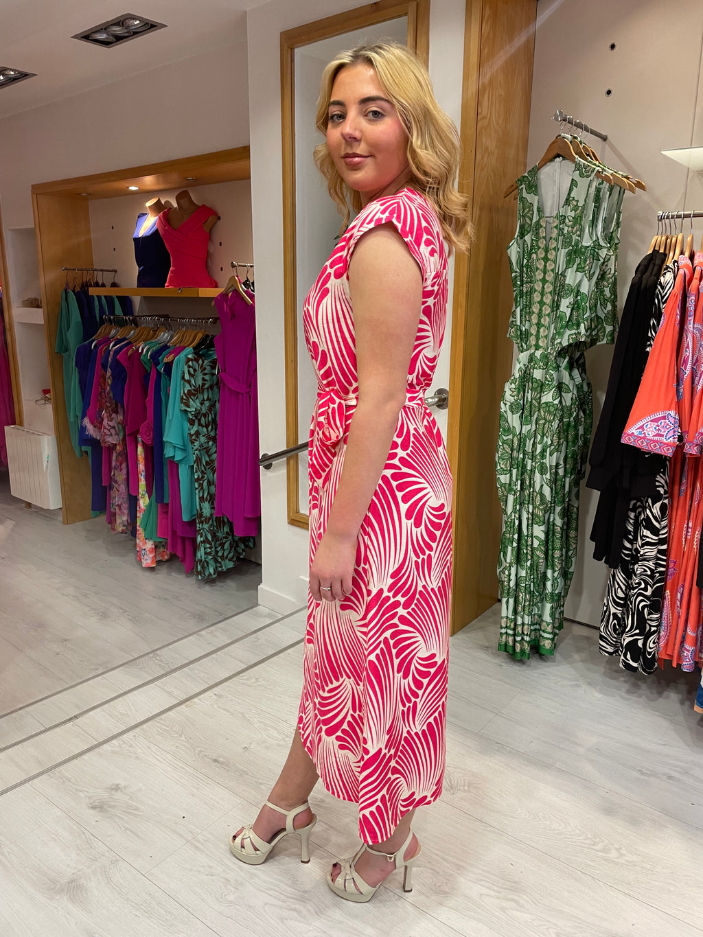 Smashed Lemon Pink and White Print Dress
