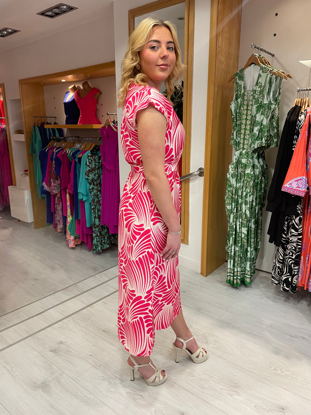 Smashed Lemon Pink and White Print Dress