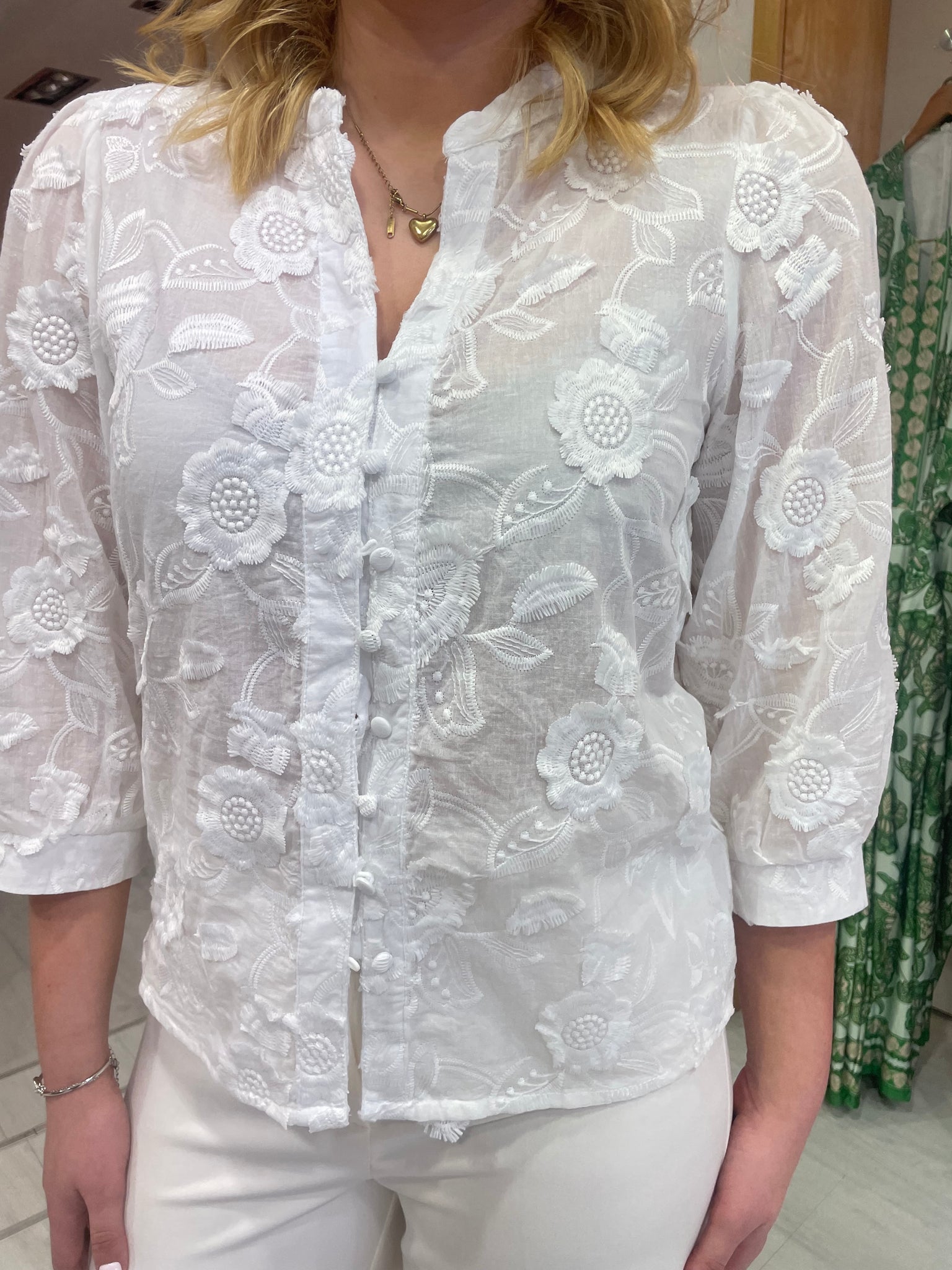 Smashed Lemon White Flower Print Top