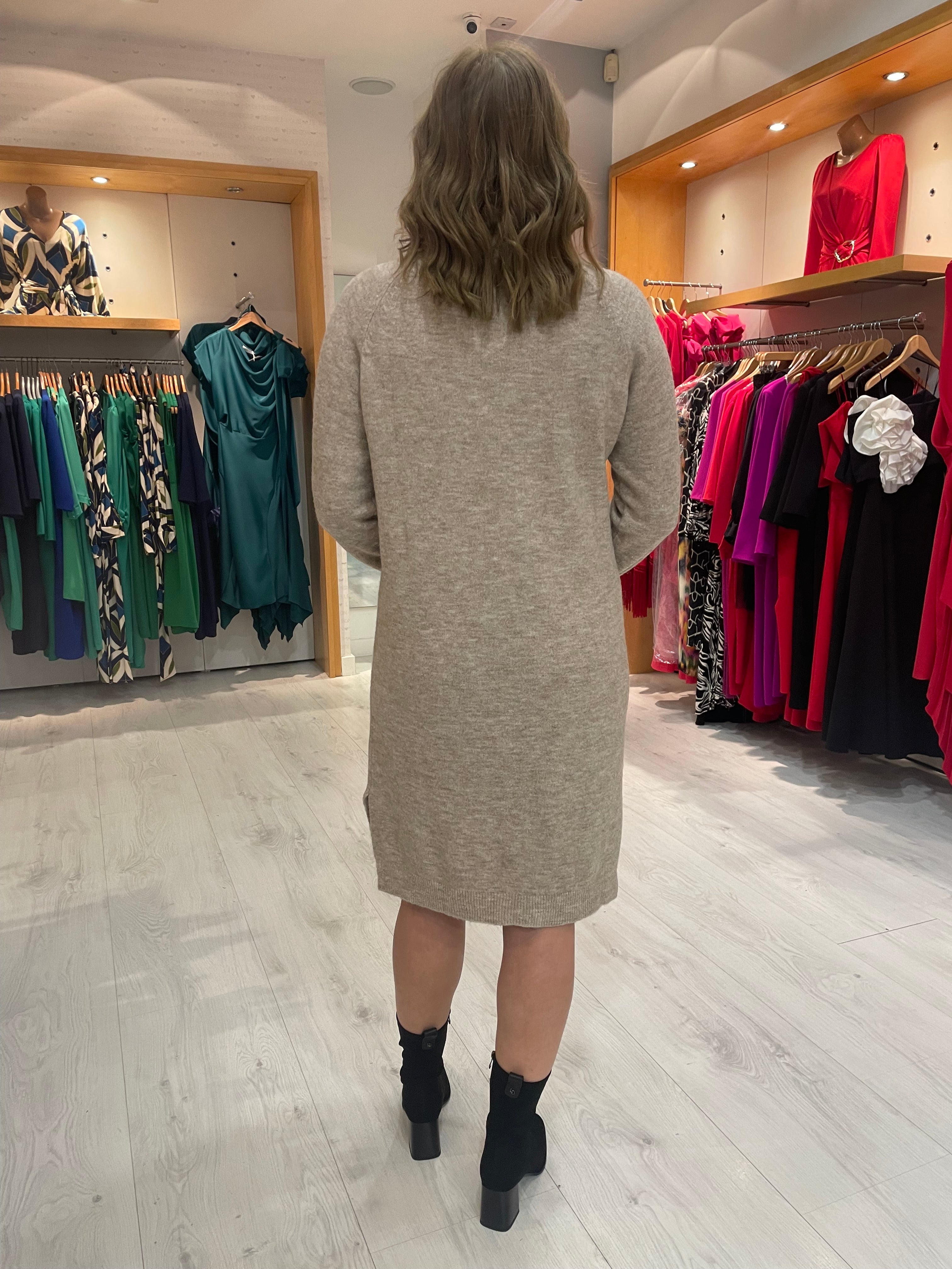 St Tropez Sand Polo Neck Knit Dress