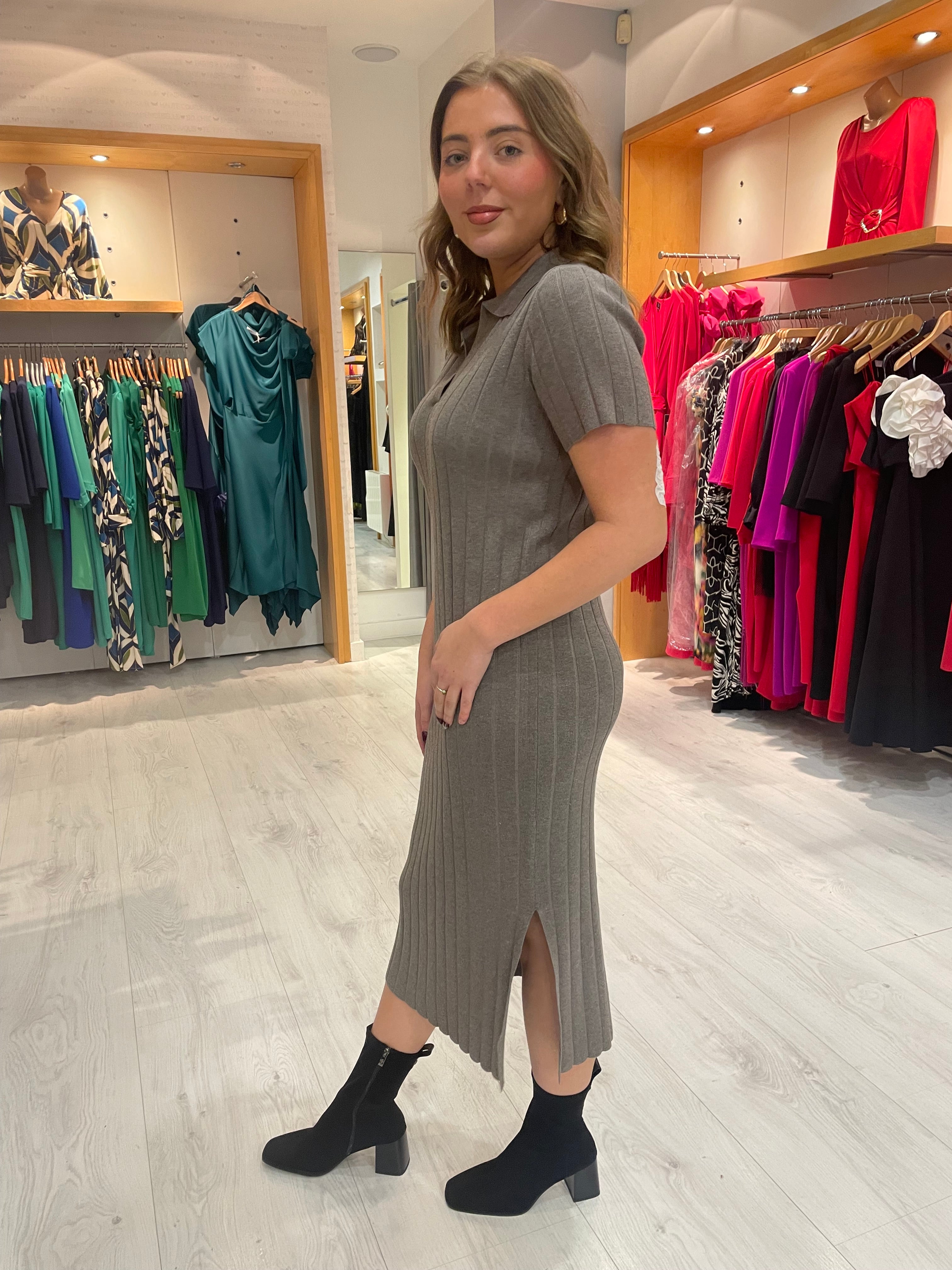 St Tropez Brown Knit Midi Dress