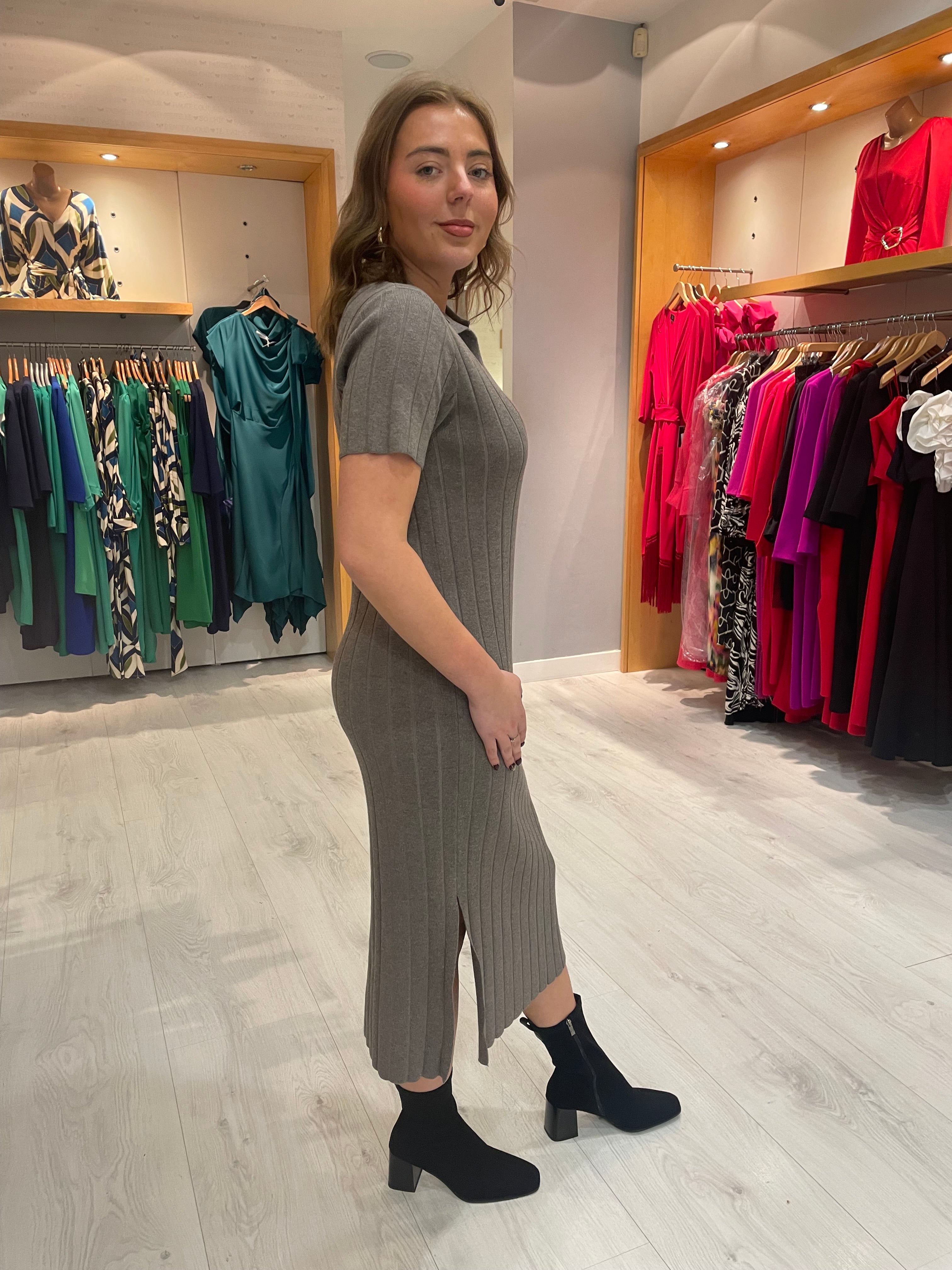 St Tropez Brown Knit Midi Dress