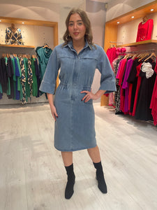 Soaked In Luxury Denim Ruche Dress