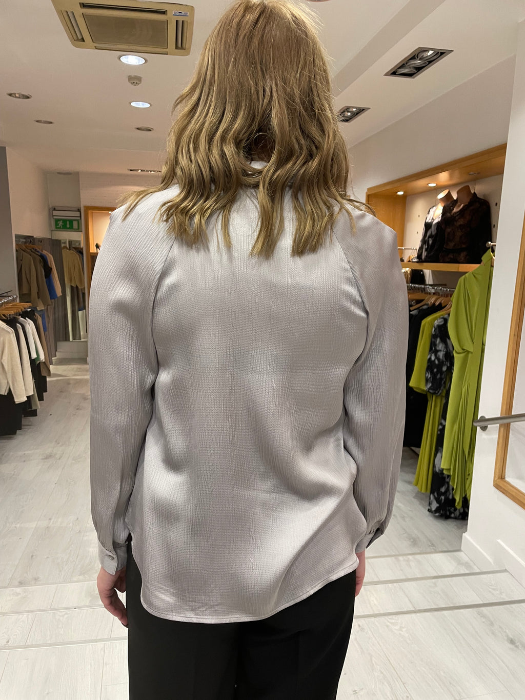 Soaked In Luxury Grey Satin Blouse