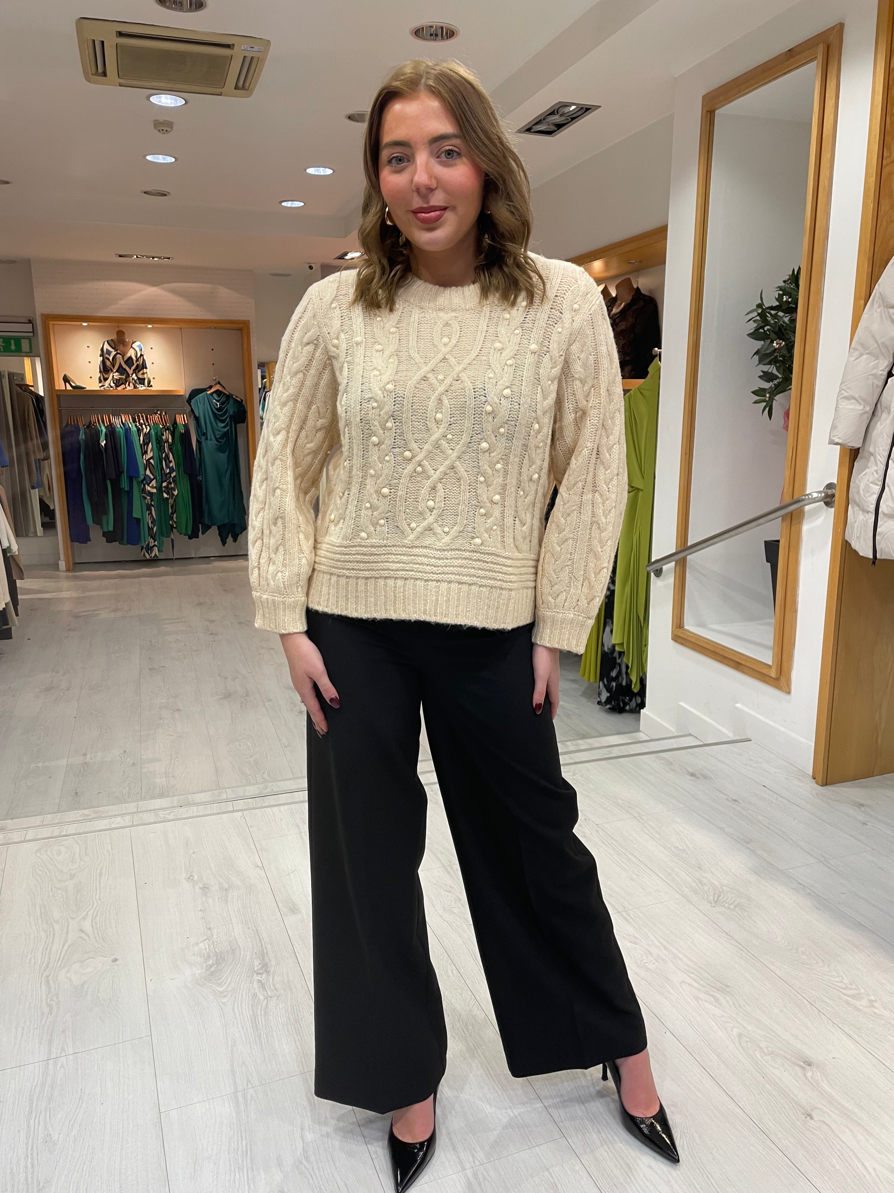 St Tropez Cream Bead Knit Jumper