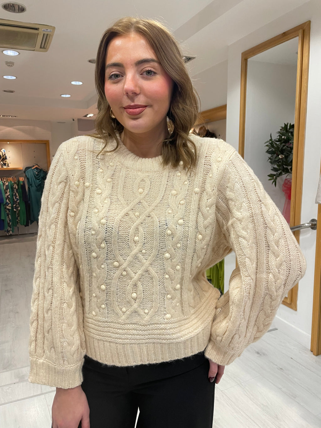 St Tropez Cream Bead Knit Jumper