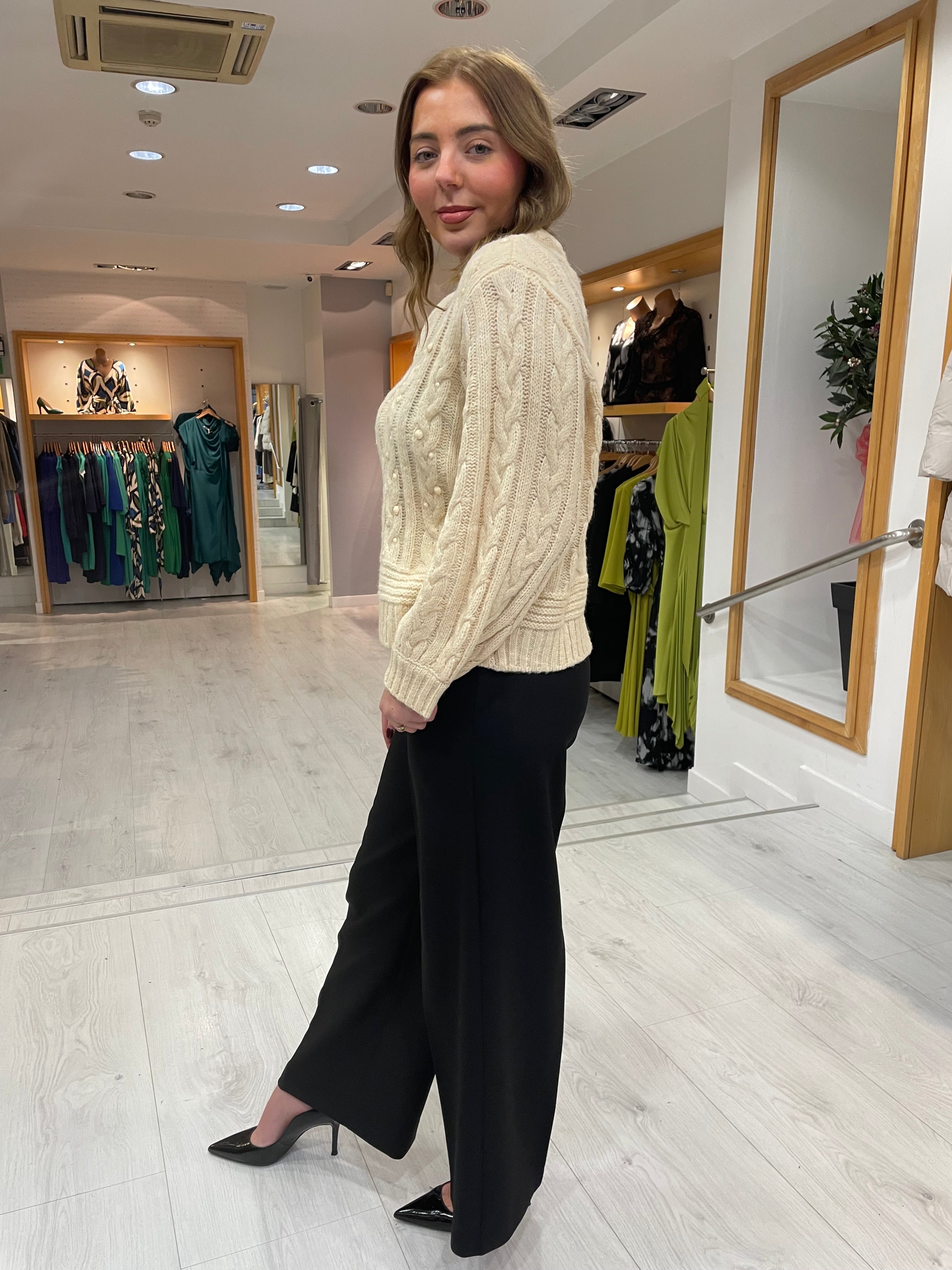 St Tropez Cream Bead Knit Jumper