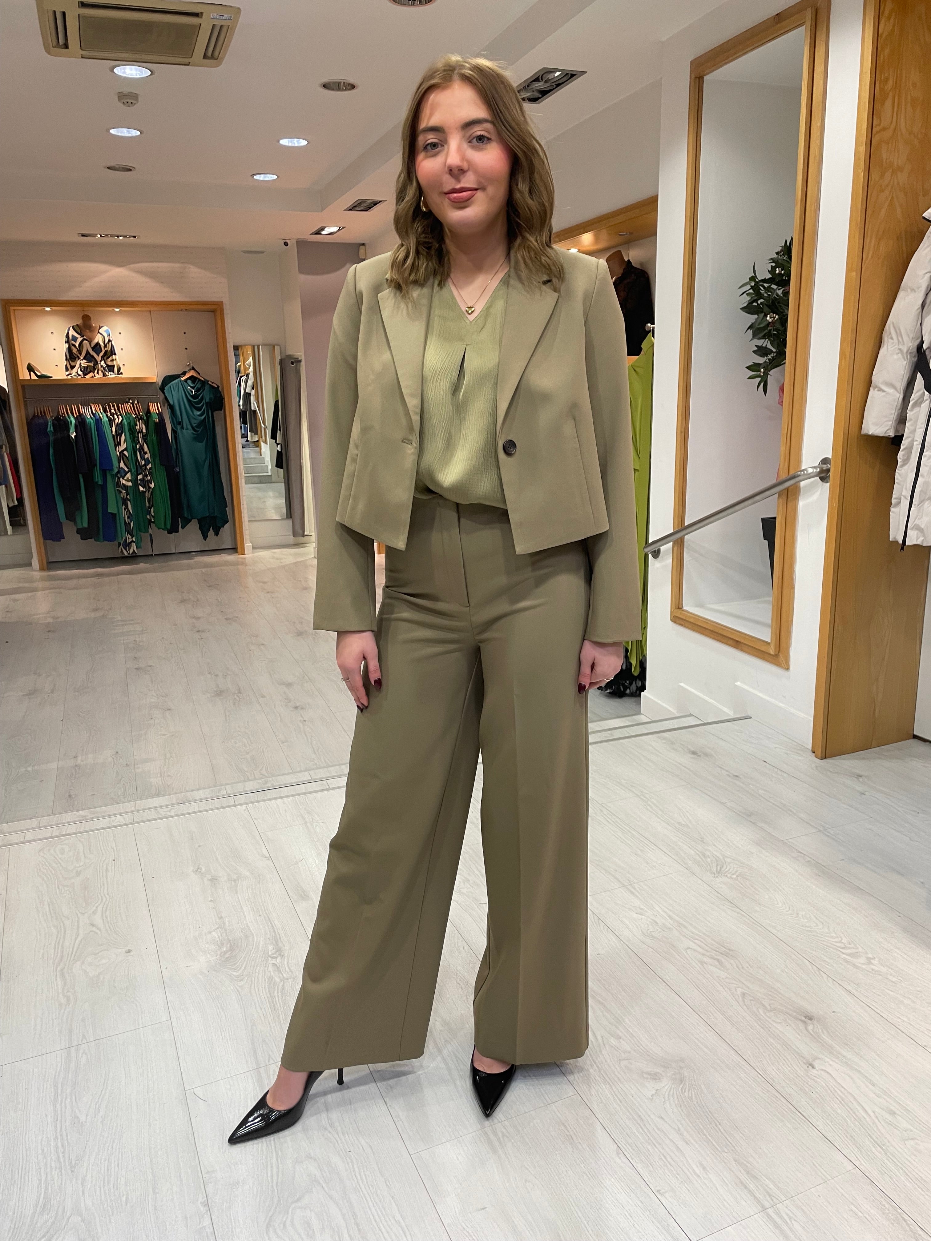 Soaked In Luxury Khaki Wide Leg Trouser