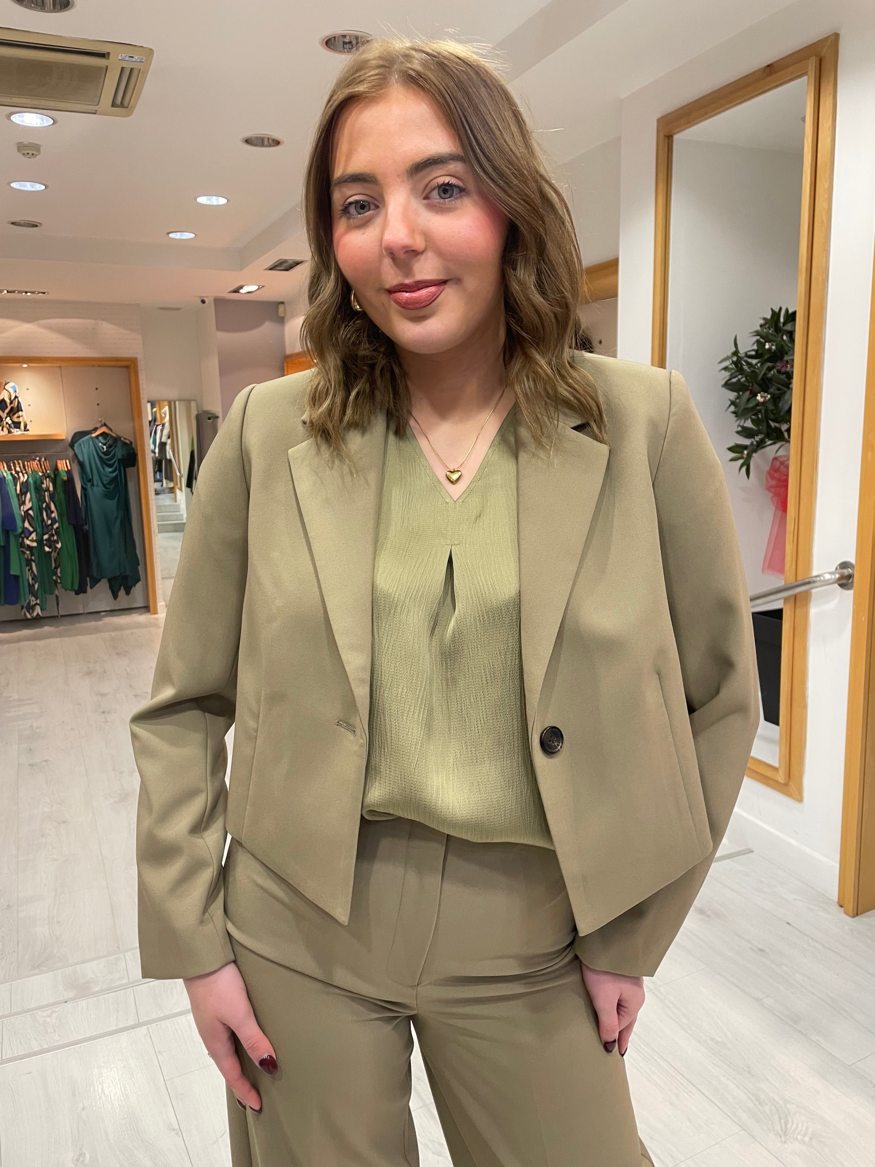 Soaked in Luxury Khaki Cropped Blazer