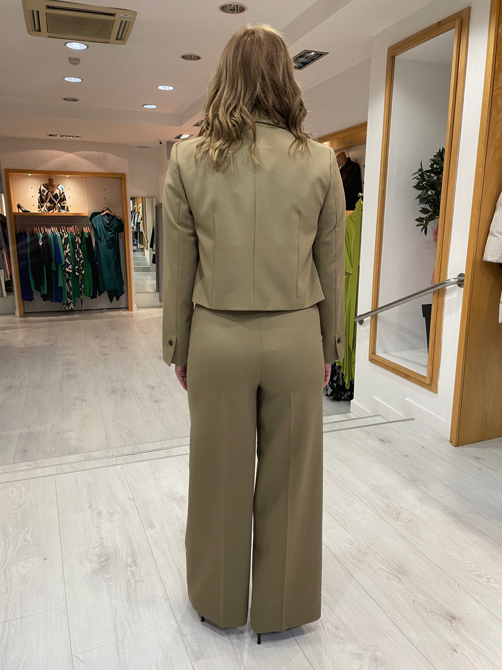 Soaked In Luxury Khaki Wide Leg Trouser