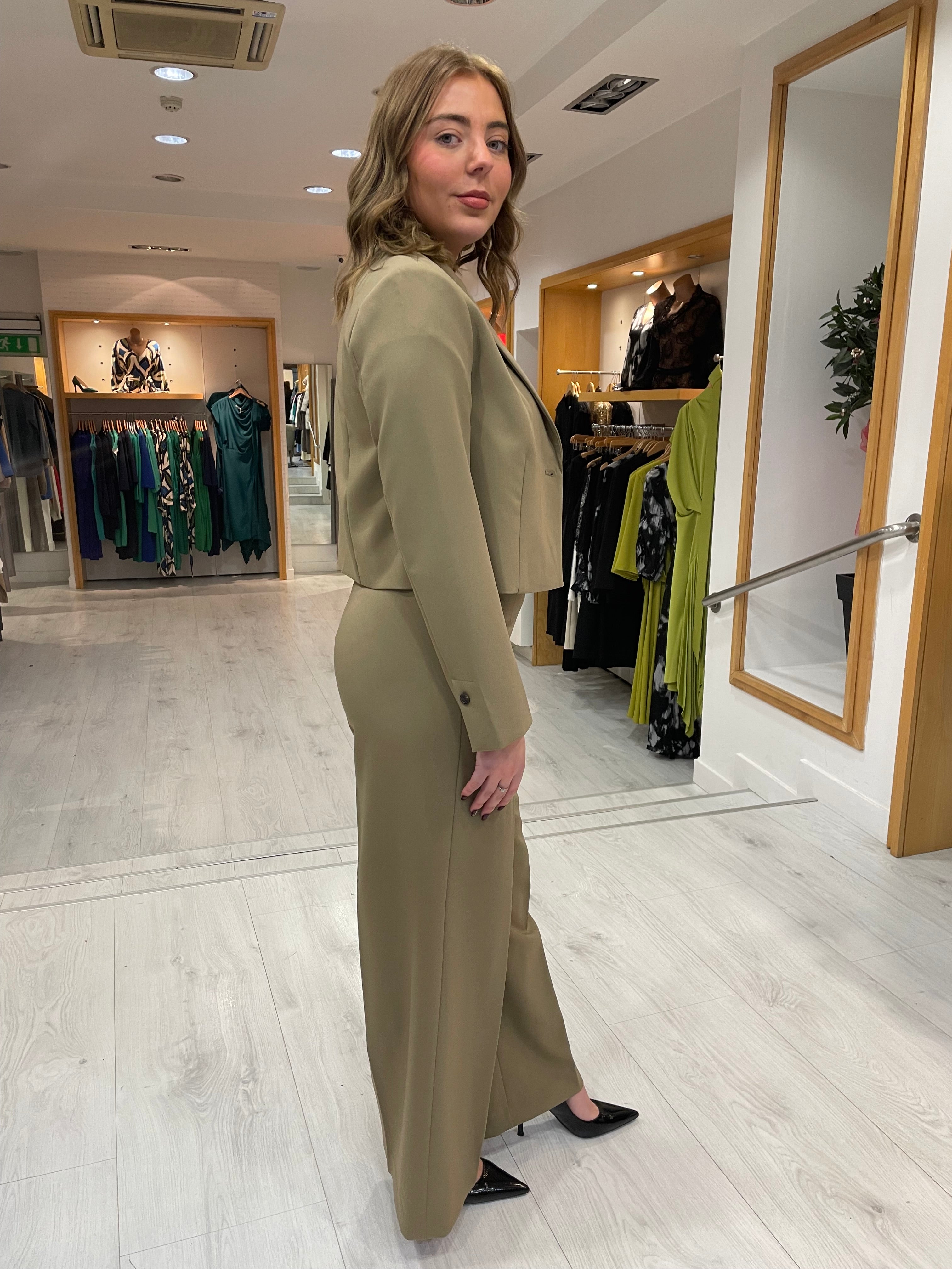 Soaked In Luxury Khaki Wide Leg Trouser