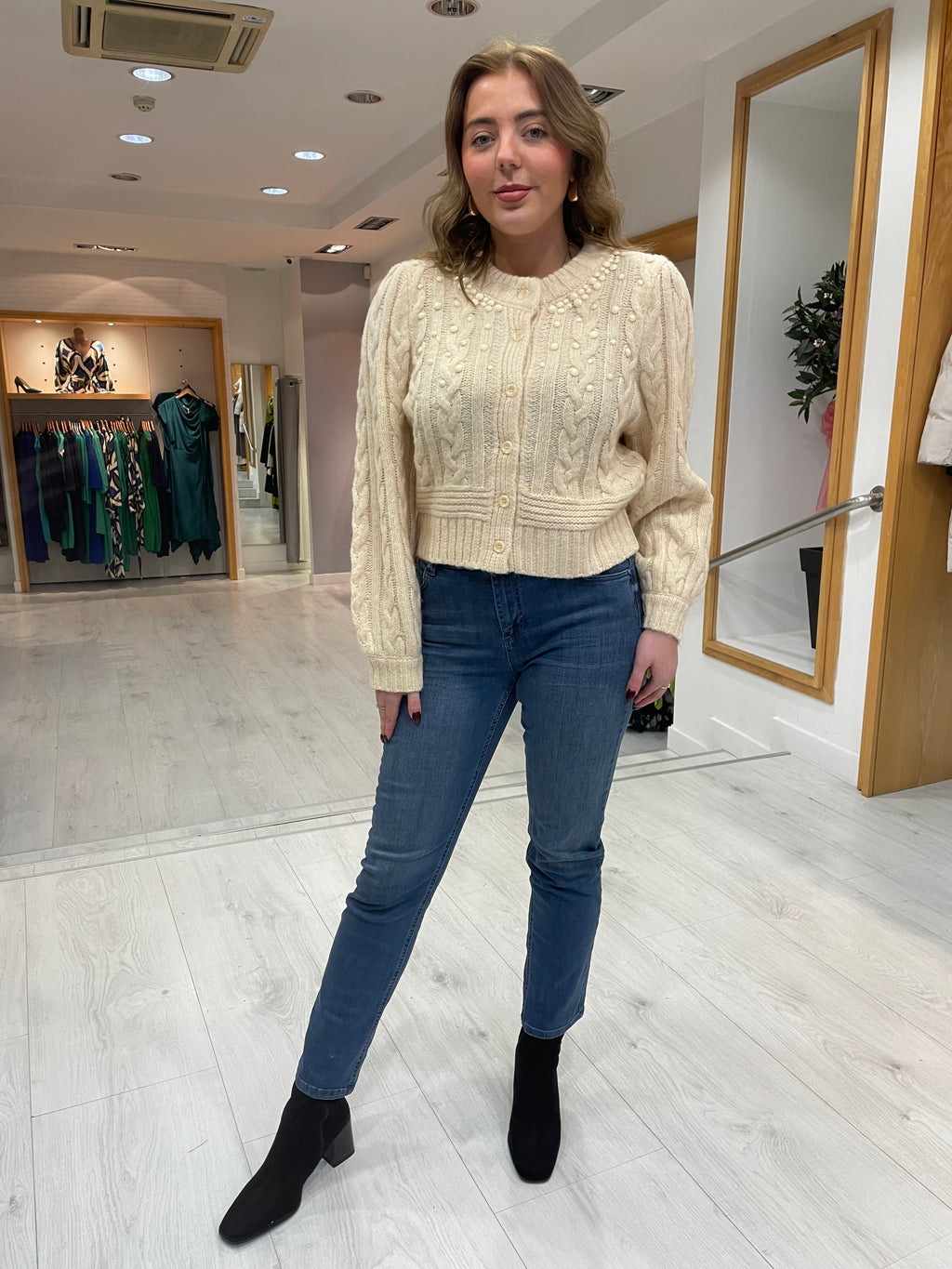 St Tropez Cream Bead Knit Cardigan