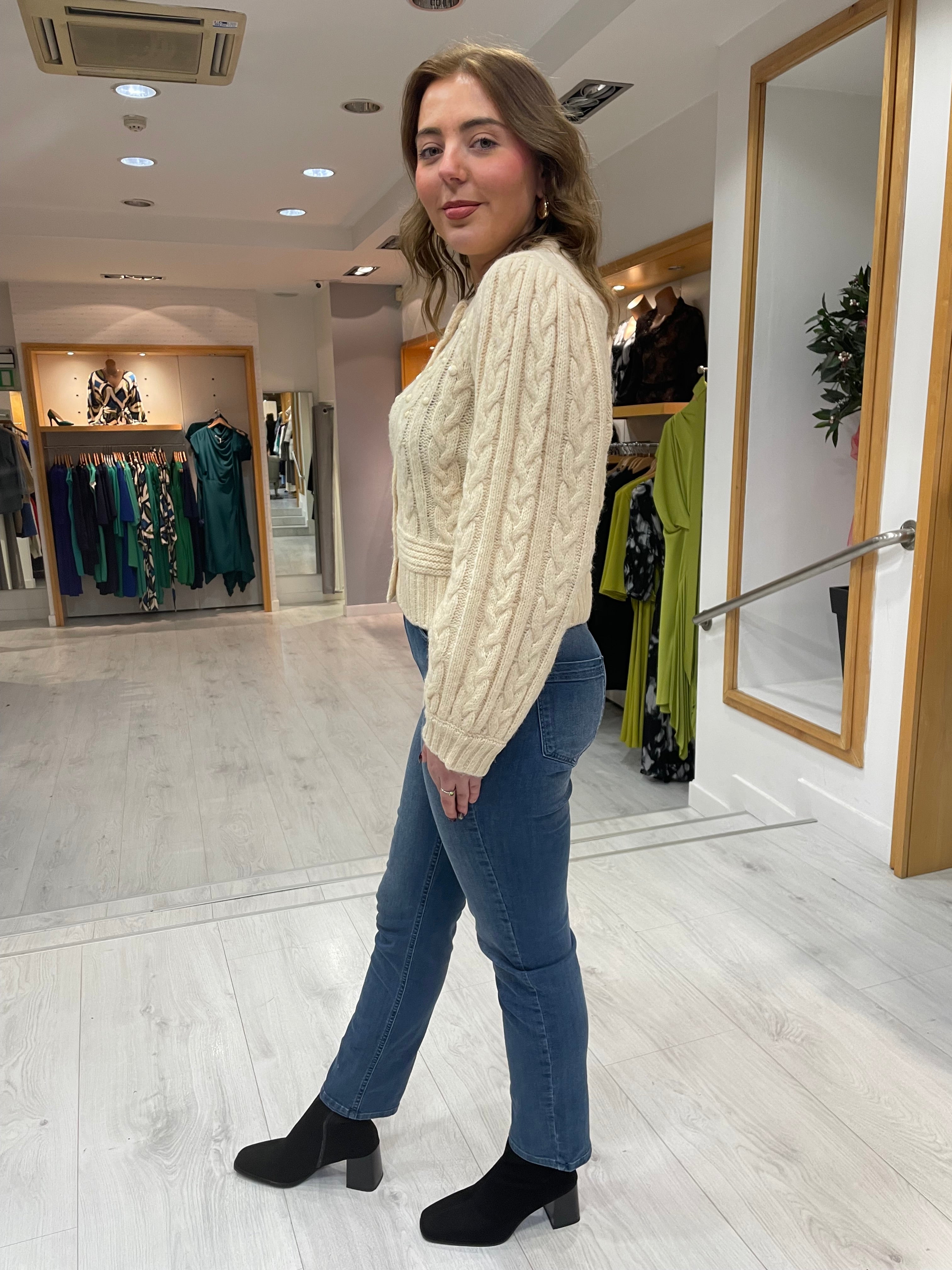 St Tropez Cream Bead Knit Cardigan