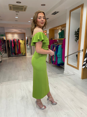 Moncho Heredia Lime Off The Shoulder Dress