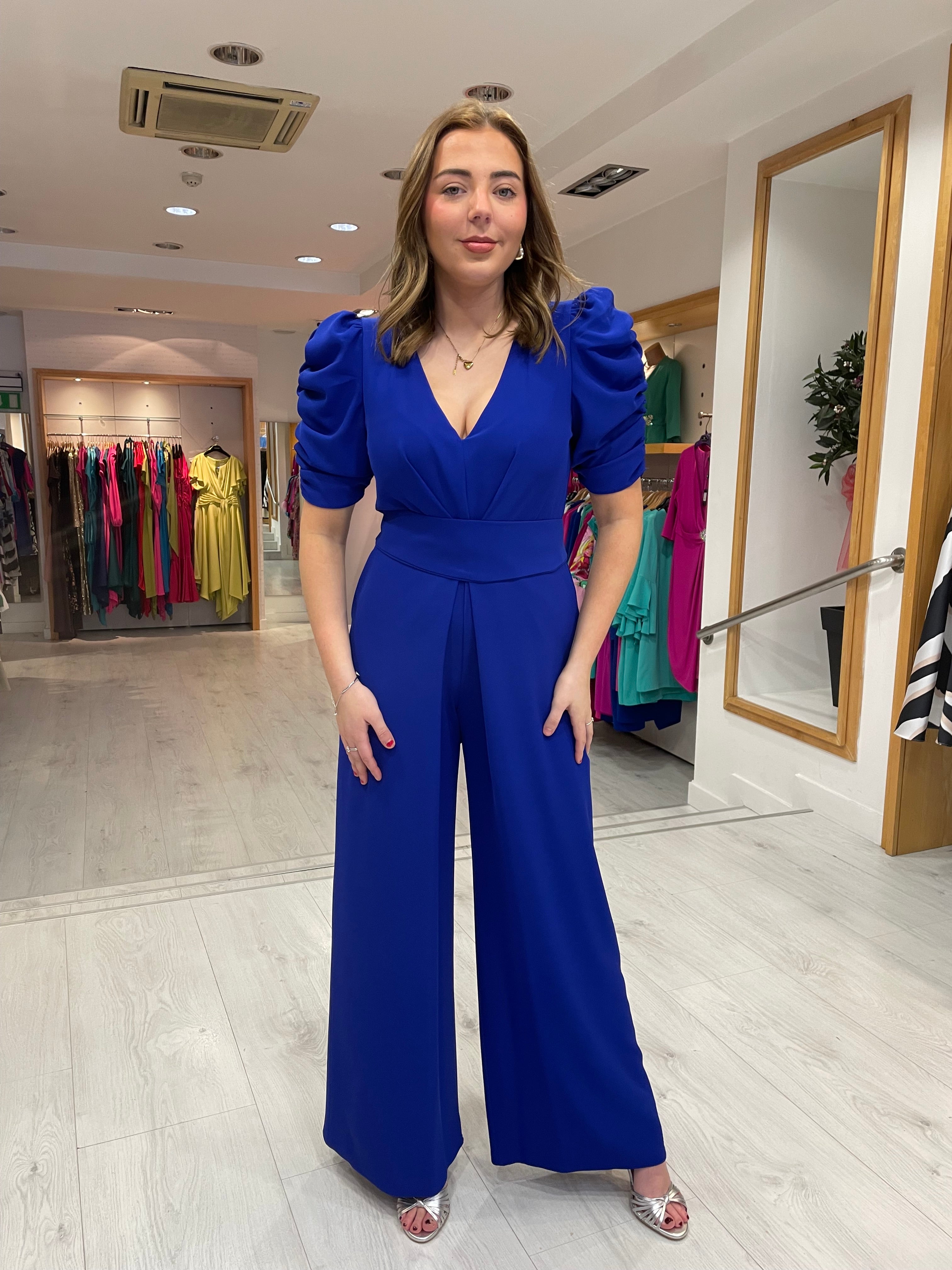 Moncho Heredia Blue Belted Jumpsuit
