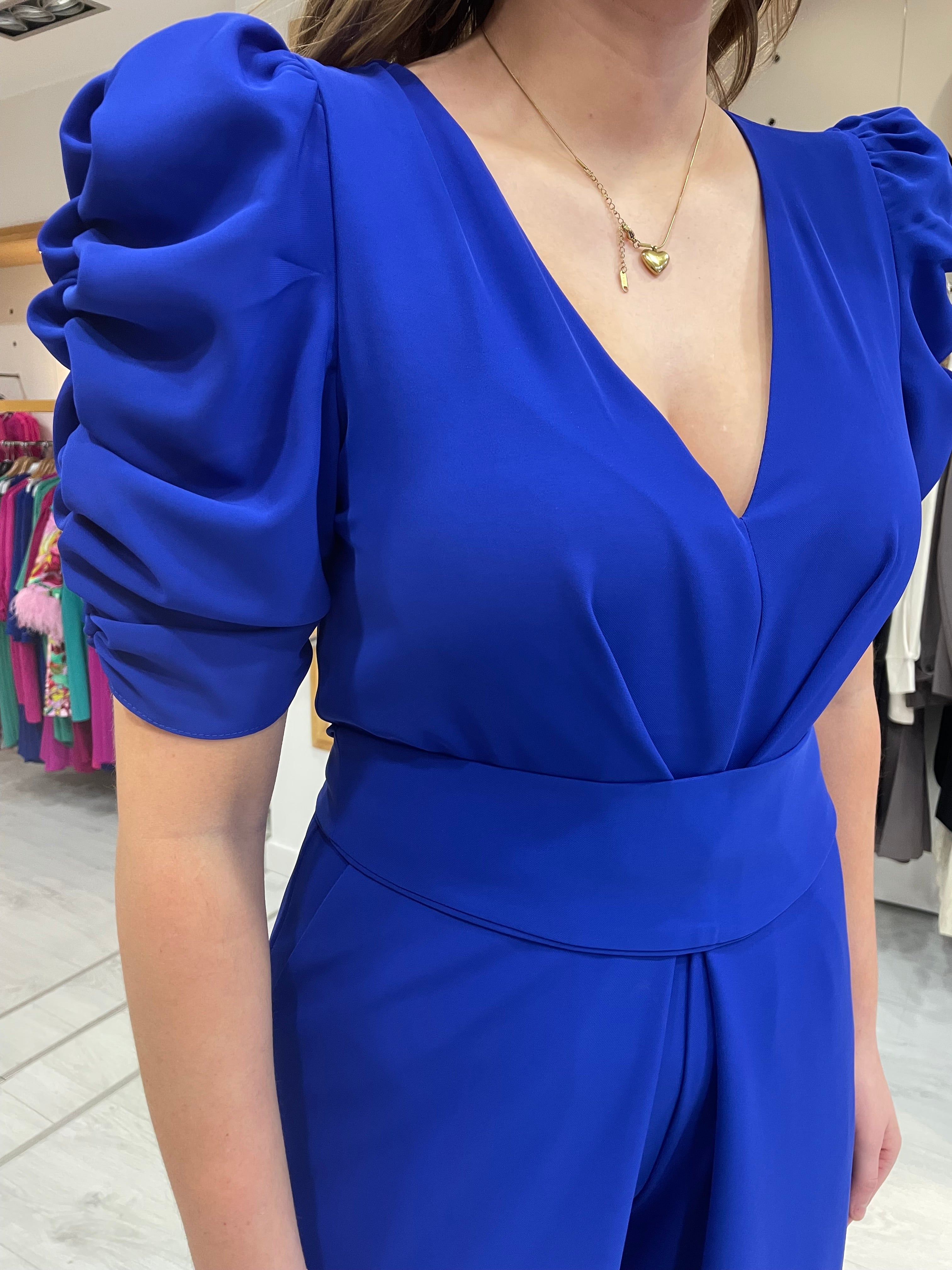 Moncho Heredia Blue Belted Jumpsuit