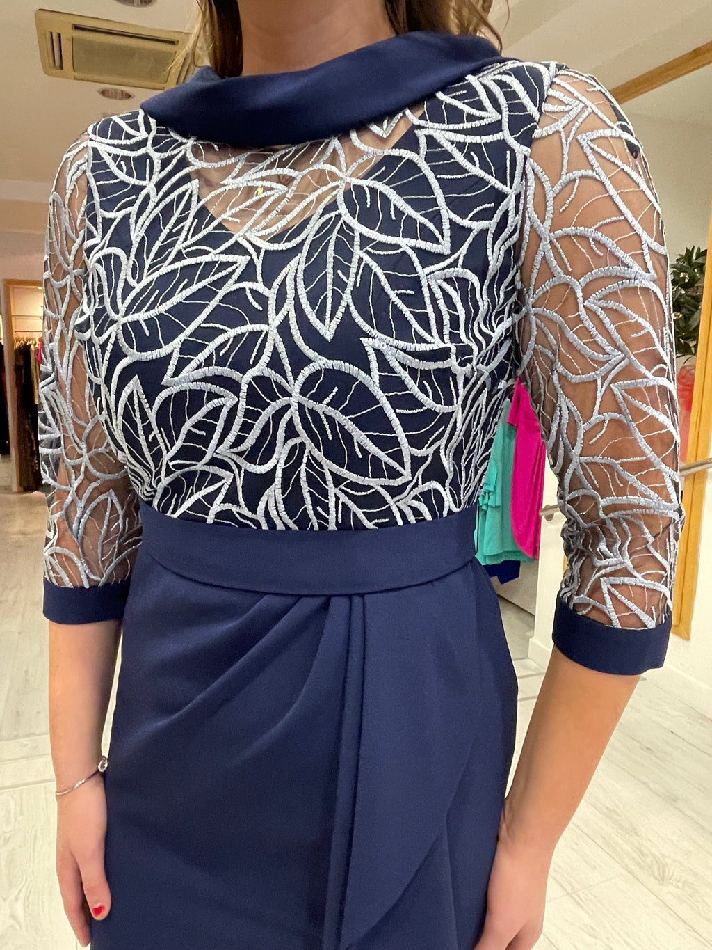 Moncho Heredia Navy Chiffon Dress