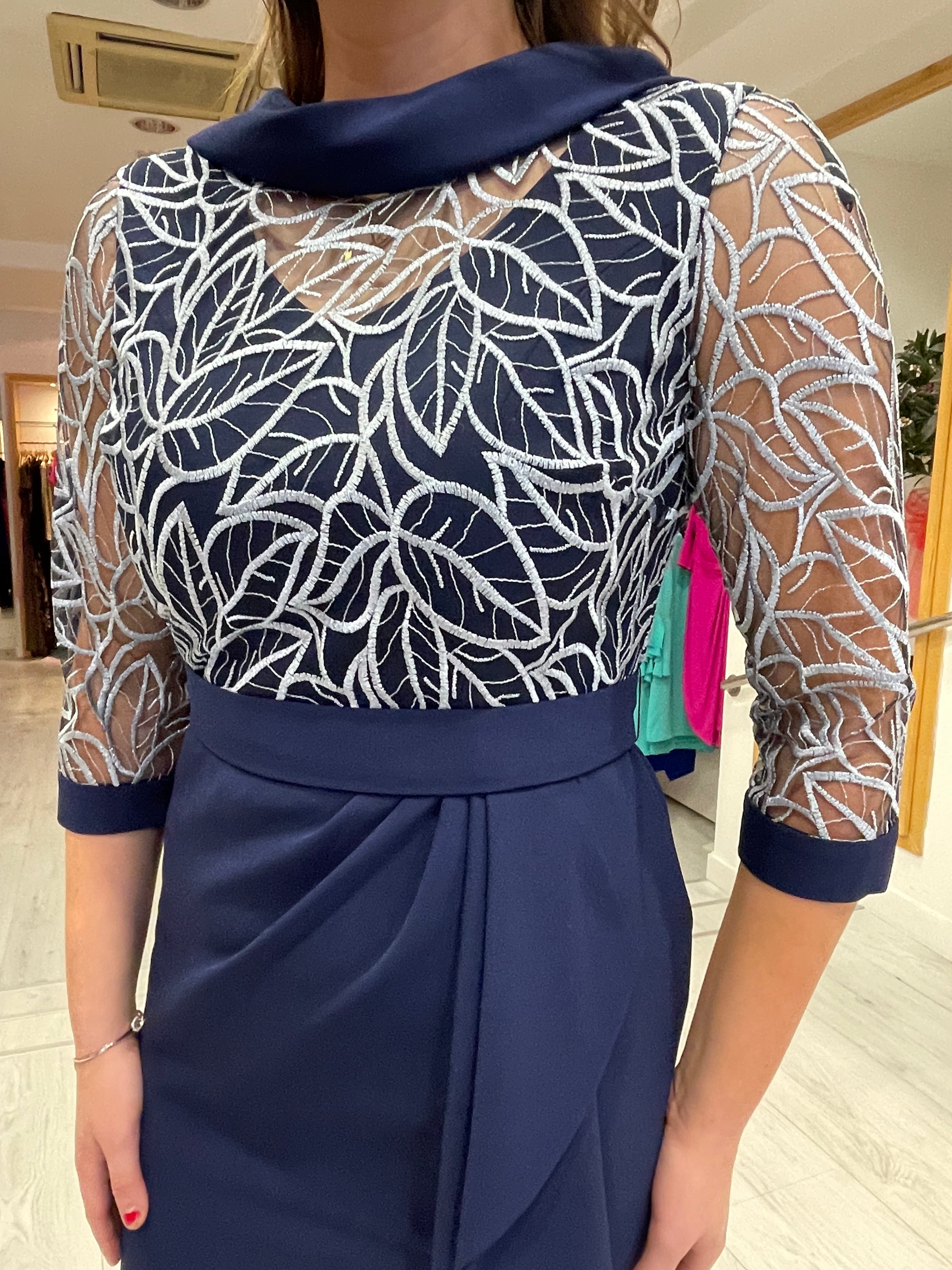 Moncho Heredia Navy Chiffon Dress