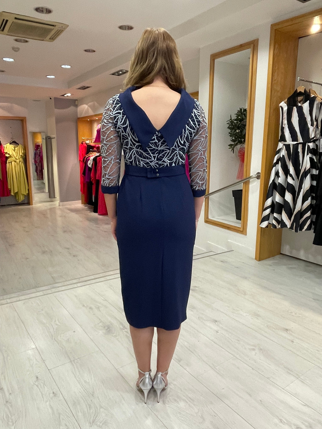 Moncho Heredia Navy Chiffon Dress