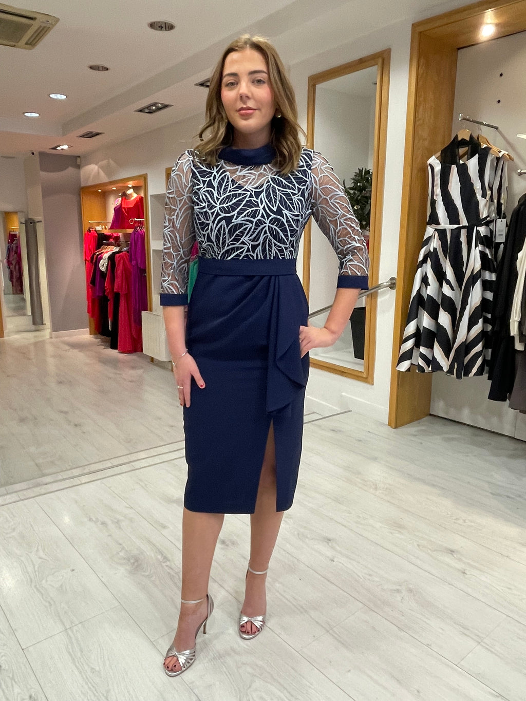 Moncho Heredia Navy Chiffon Dress
