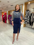 Moncho Heredia Navy Chiffon Dress