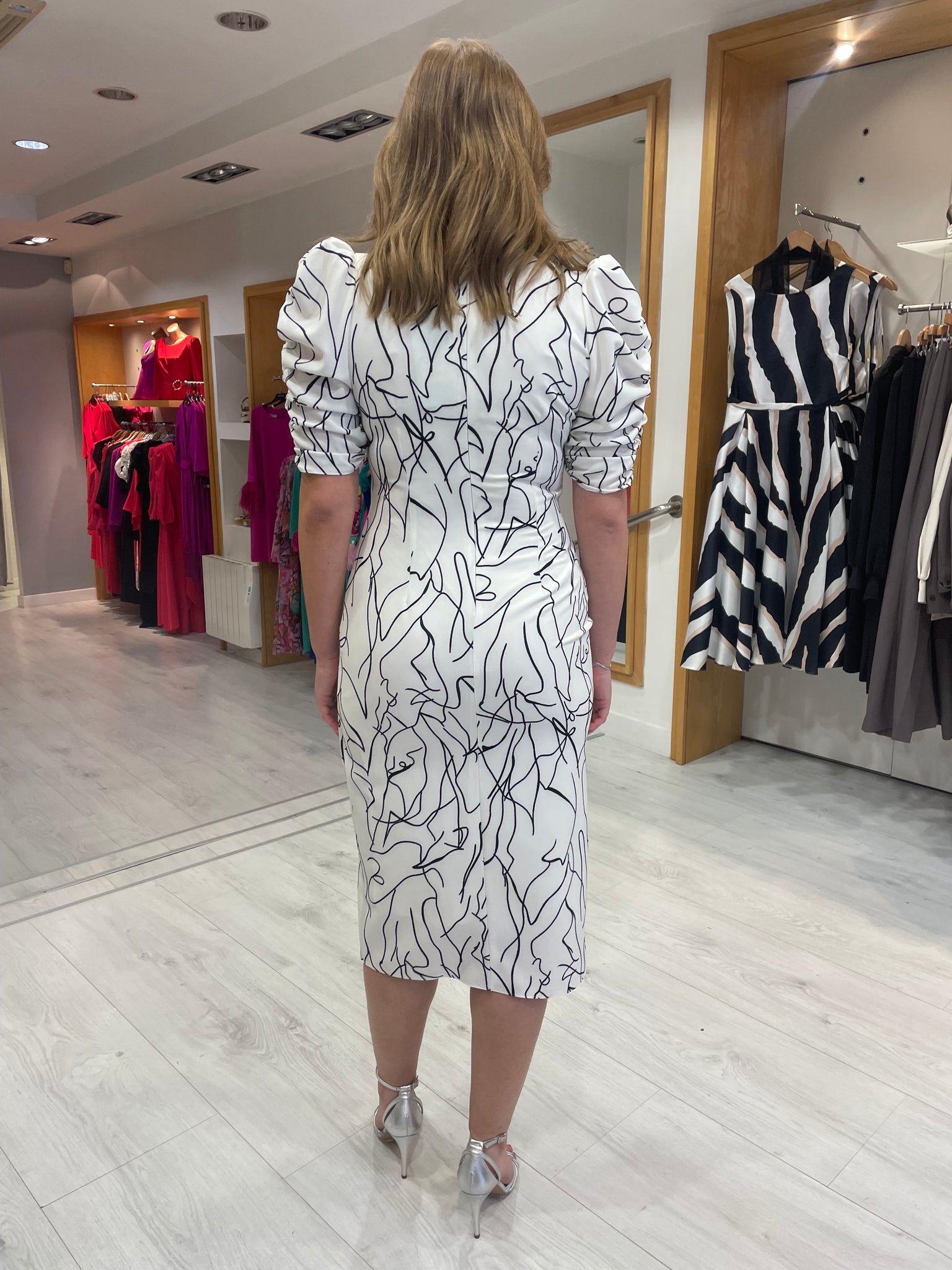 Casting Black and White Ruche Dress