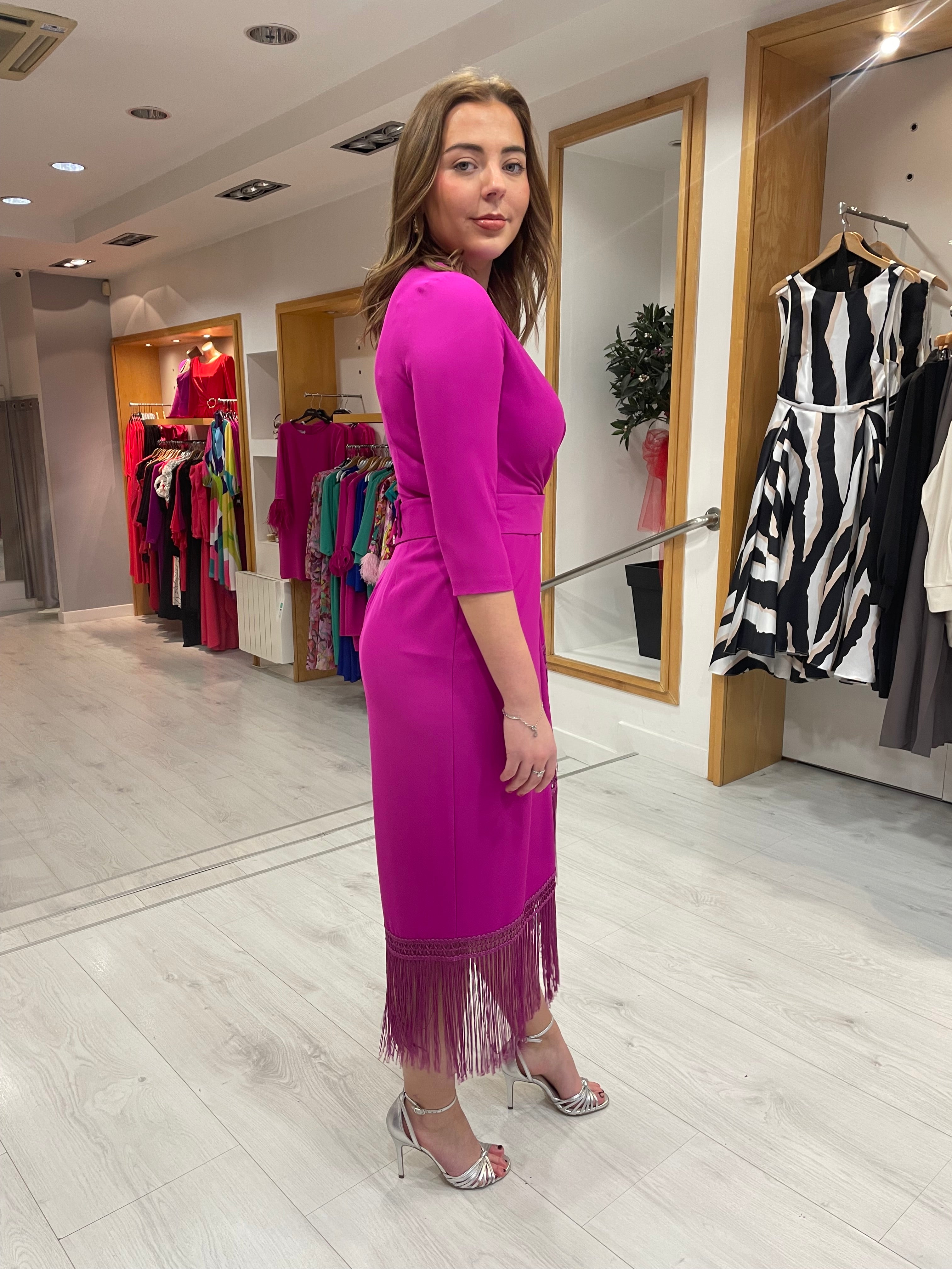 Rolemode Fuschia Fringe Dress