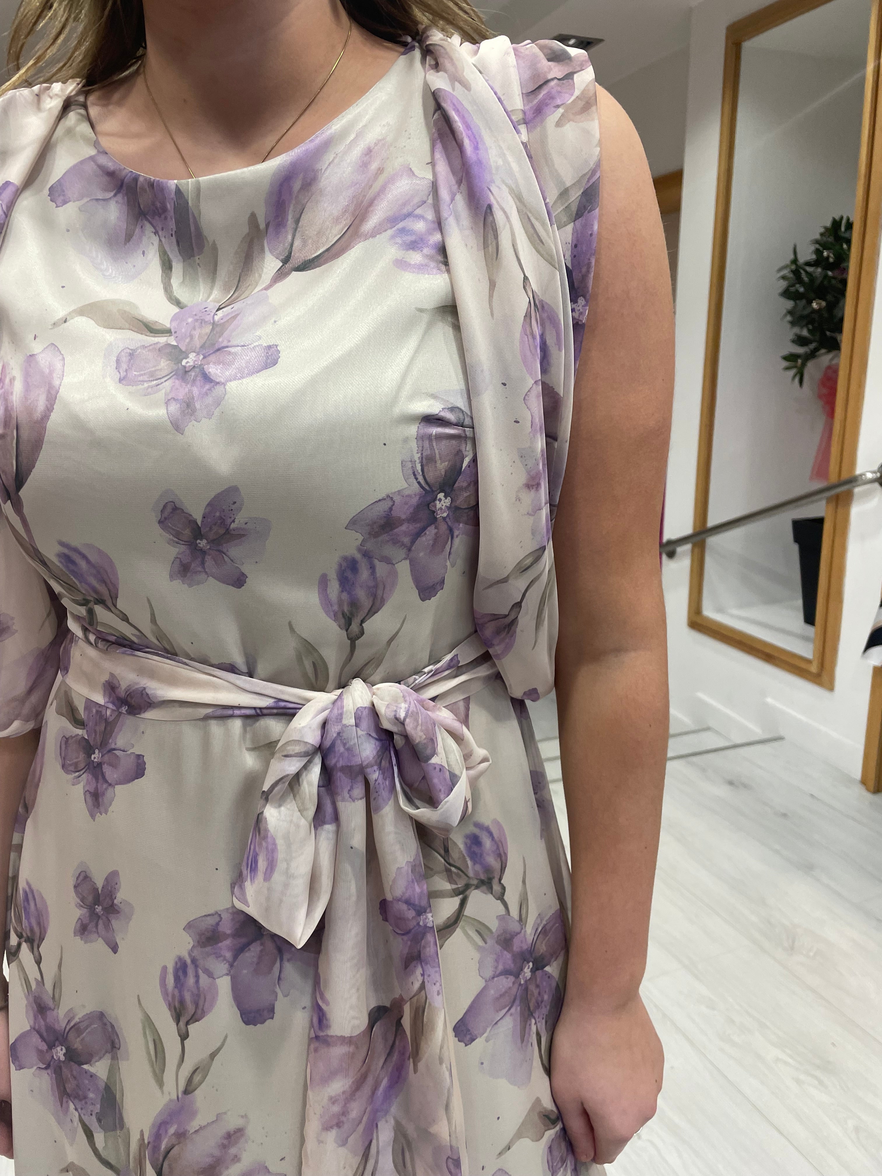 Rolemode Cream and Lilac Floral Dress