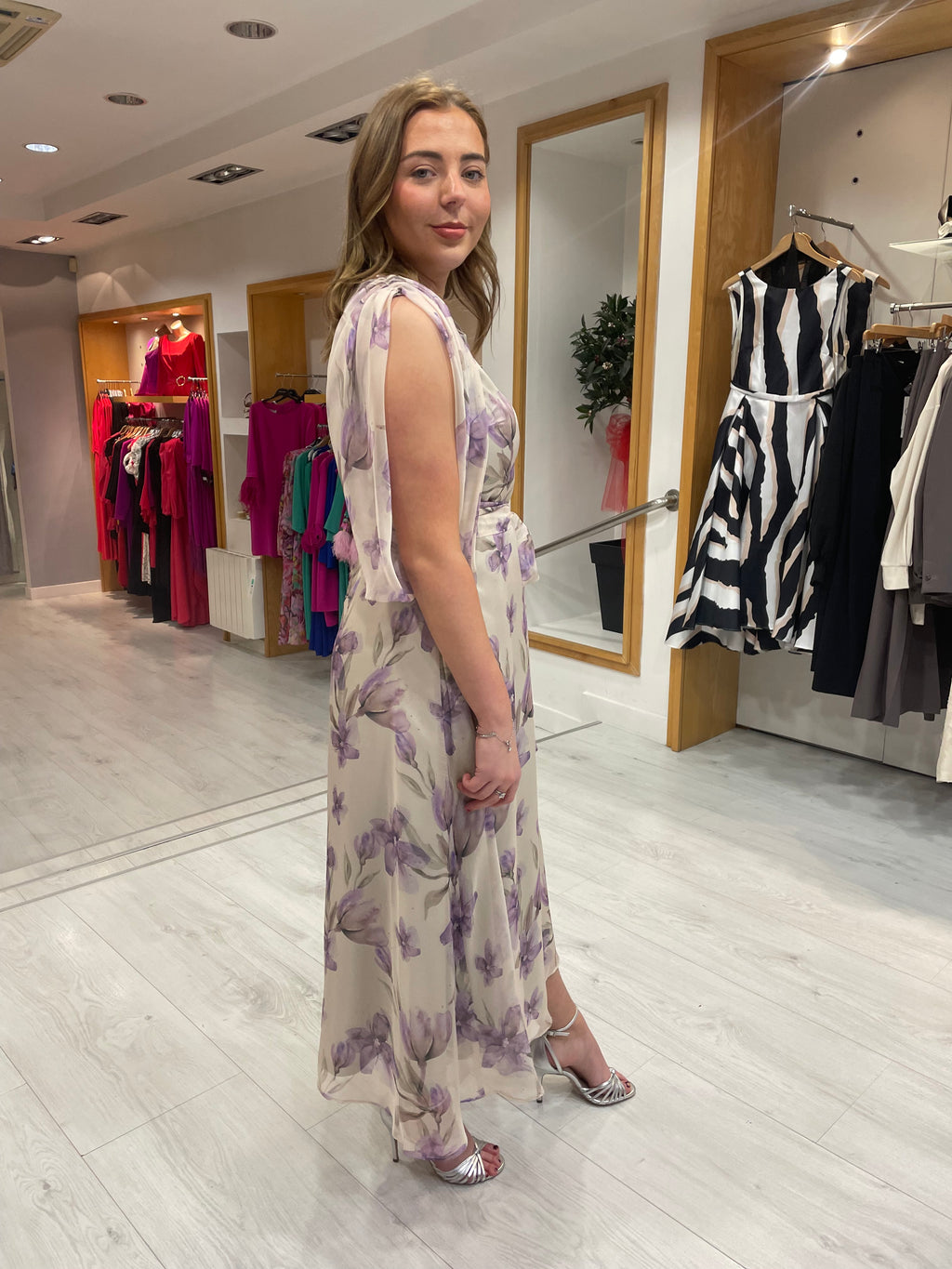 Rolemode Cream and Lilac Floral Dress