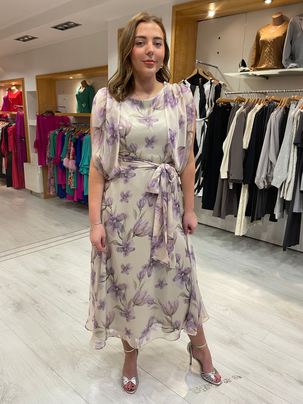 Rolemode Cream and Lilac Floral Dress