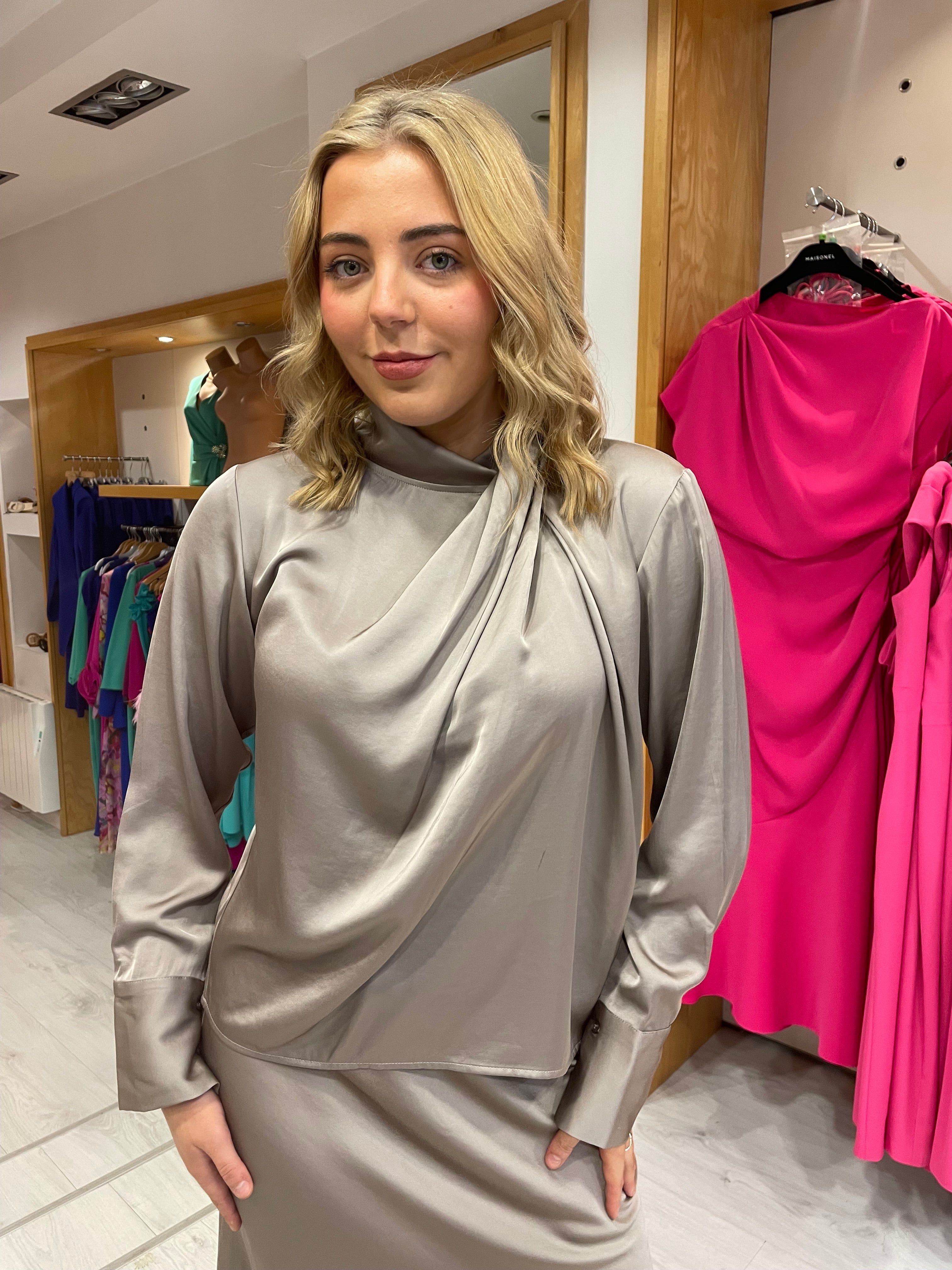 Karen By Simonsen Taupe Satin Skirt