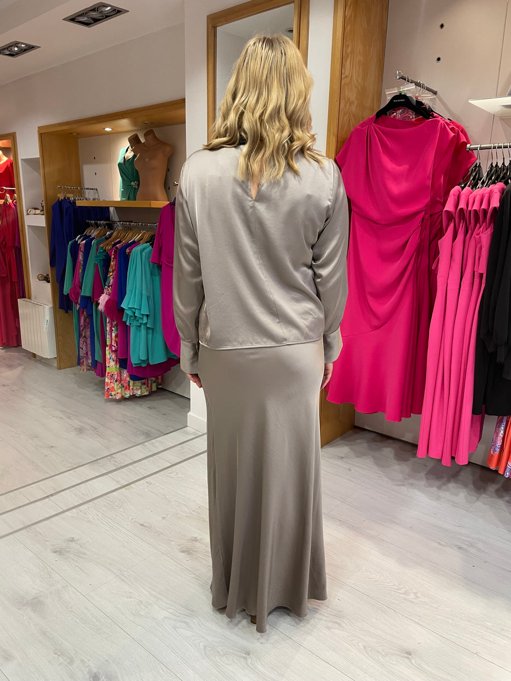 Karen By Simonsen Taupe Satin Skirt