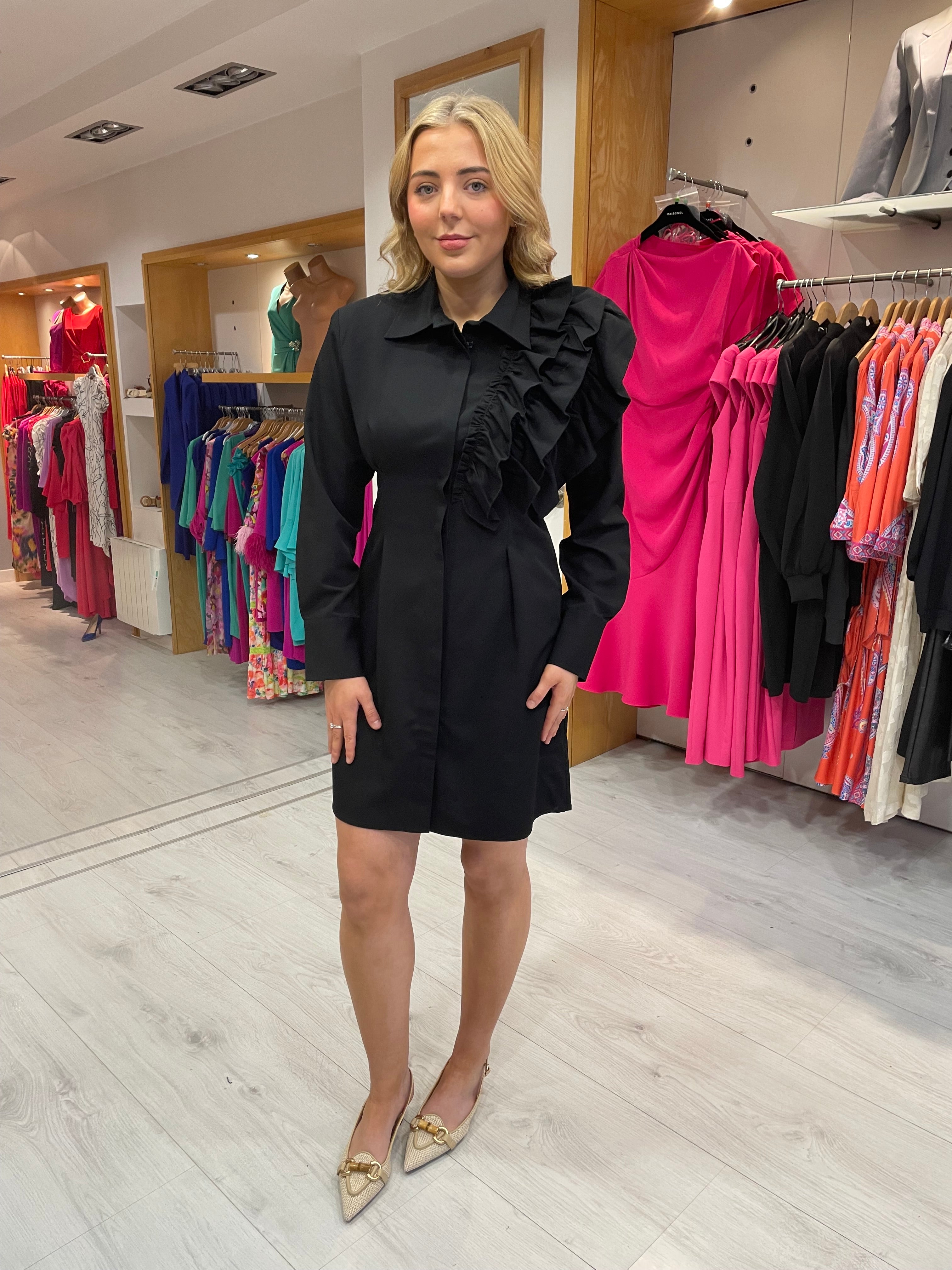 Karen By Simonsen Black Ruffle Detail Dress