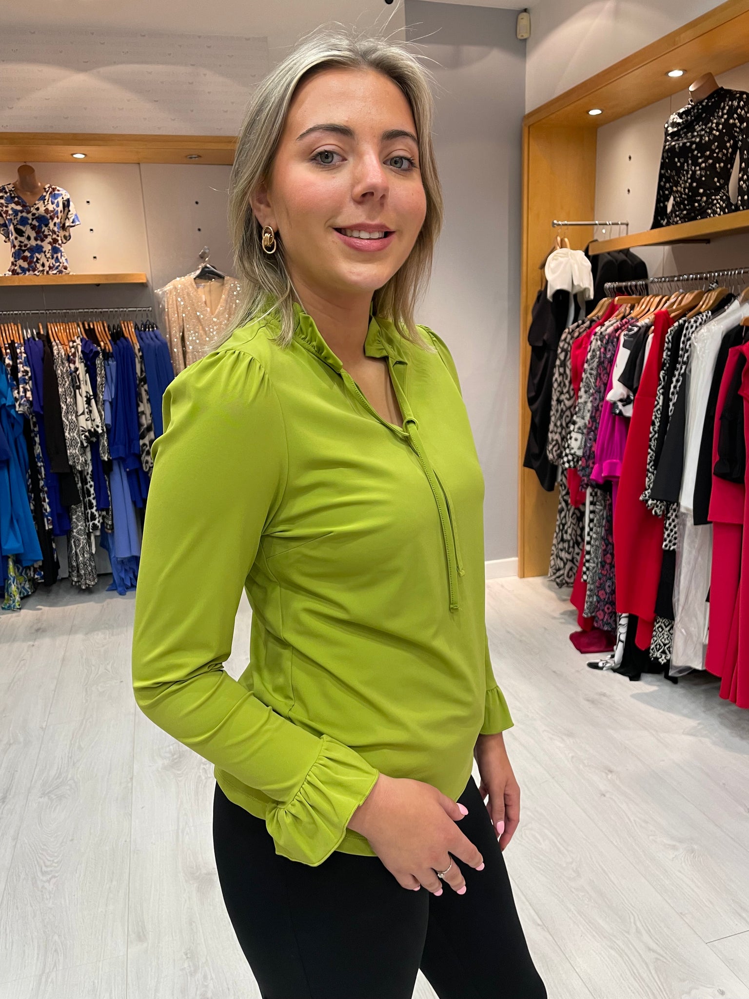 Zoso Olive Frill Blouse