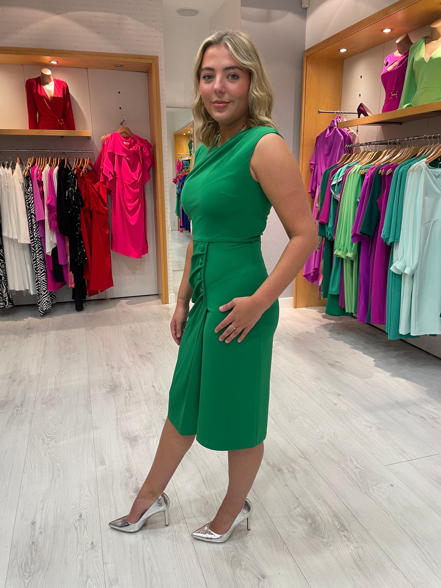 Moncho Heredia Green Button Dress