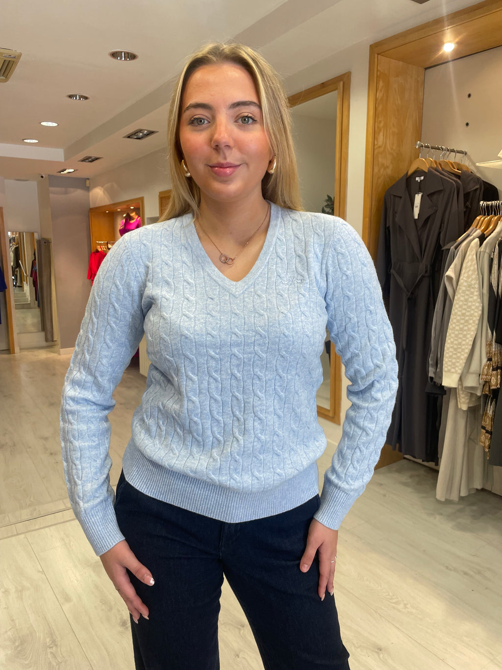 Hv Polo Celia Blue V-Neck Knit