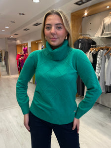 Hv Polo Melina Green Polo Neck Knit