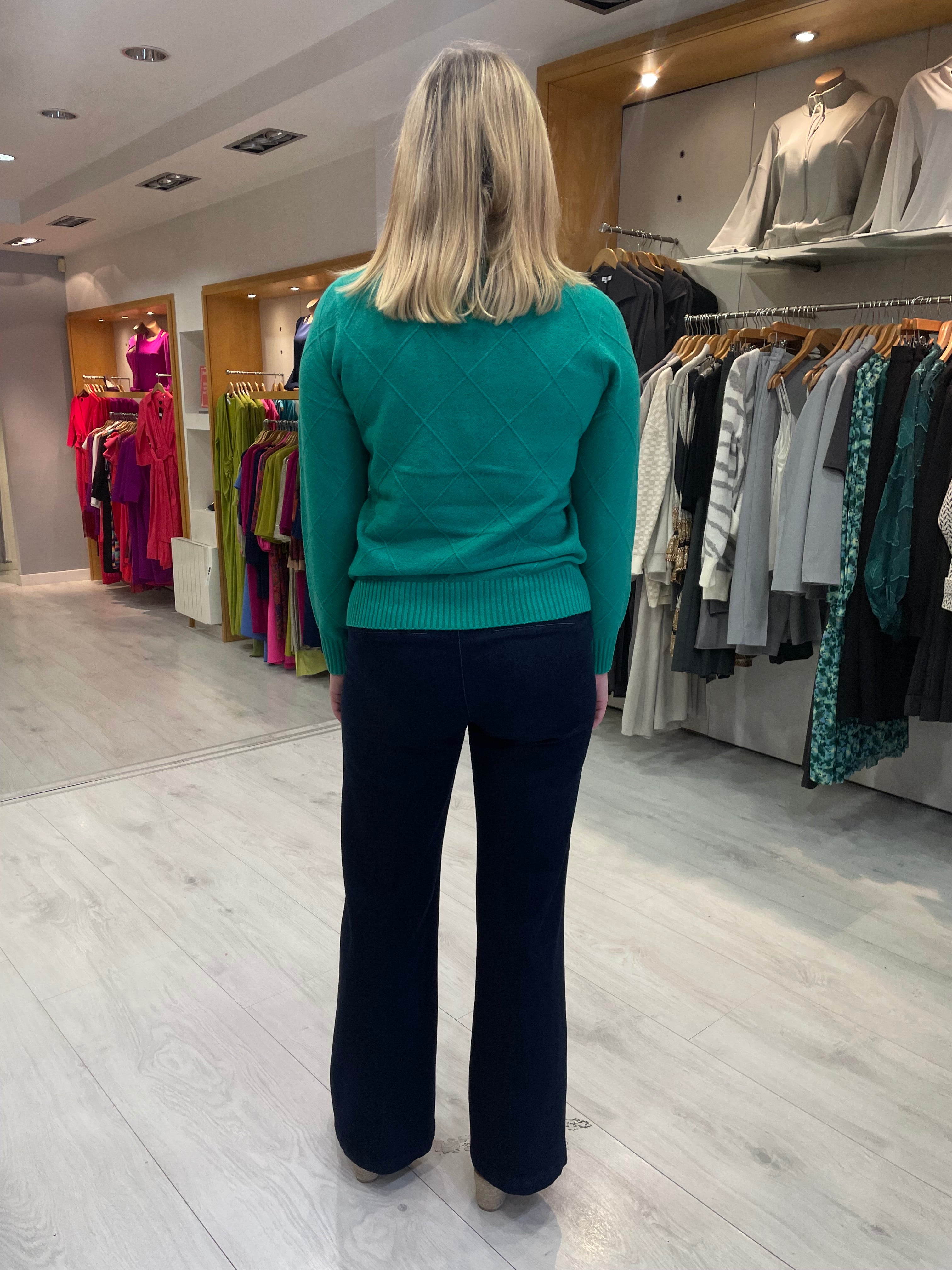 Hv Polo Melina Green Polo Neck Knit