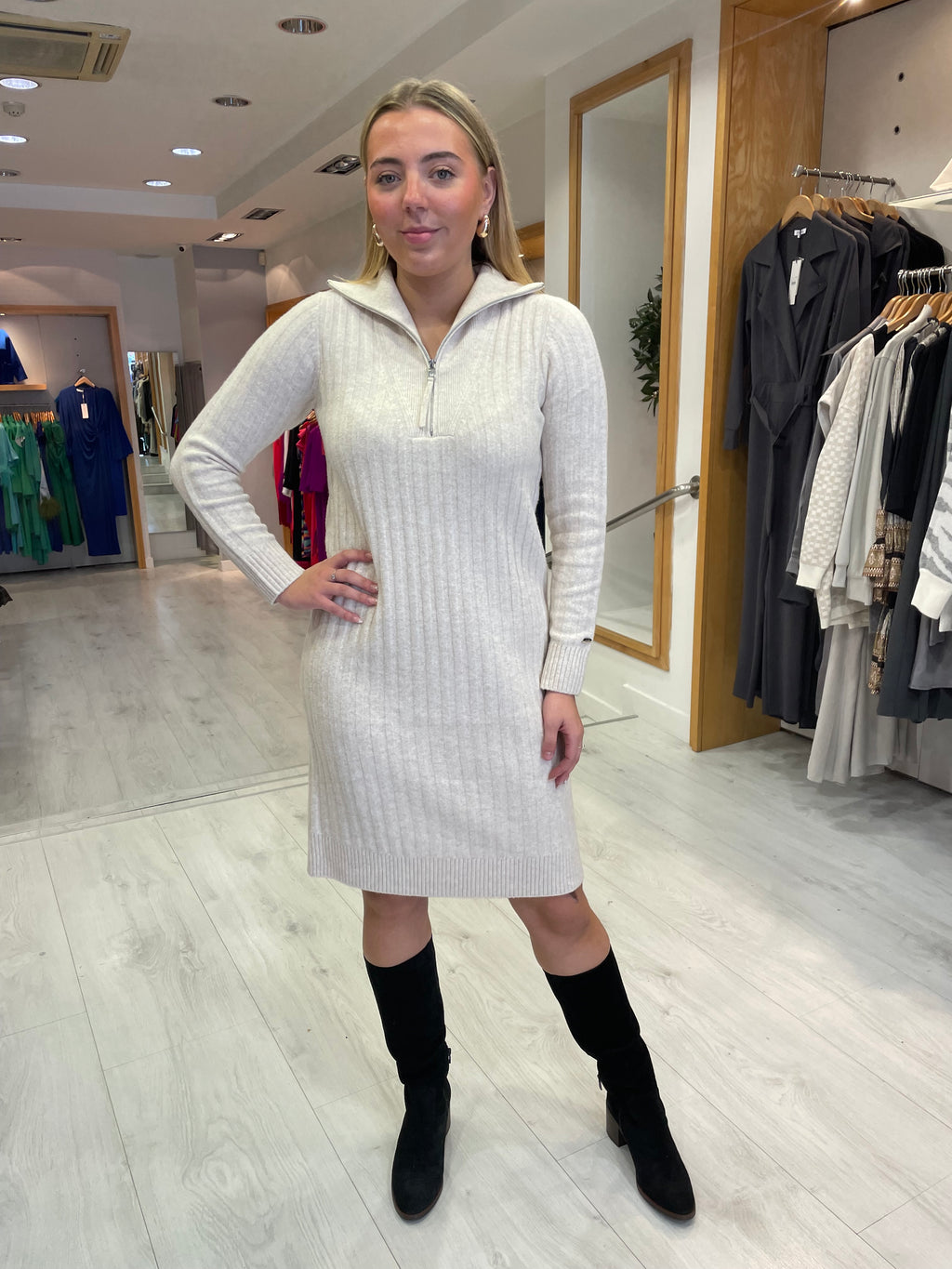 HV Polo Cream Bianca Knit Dress