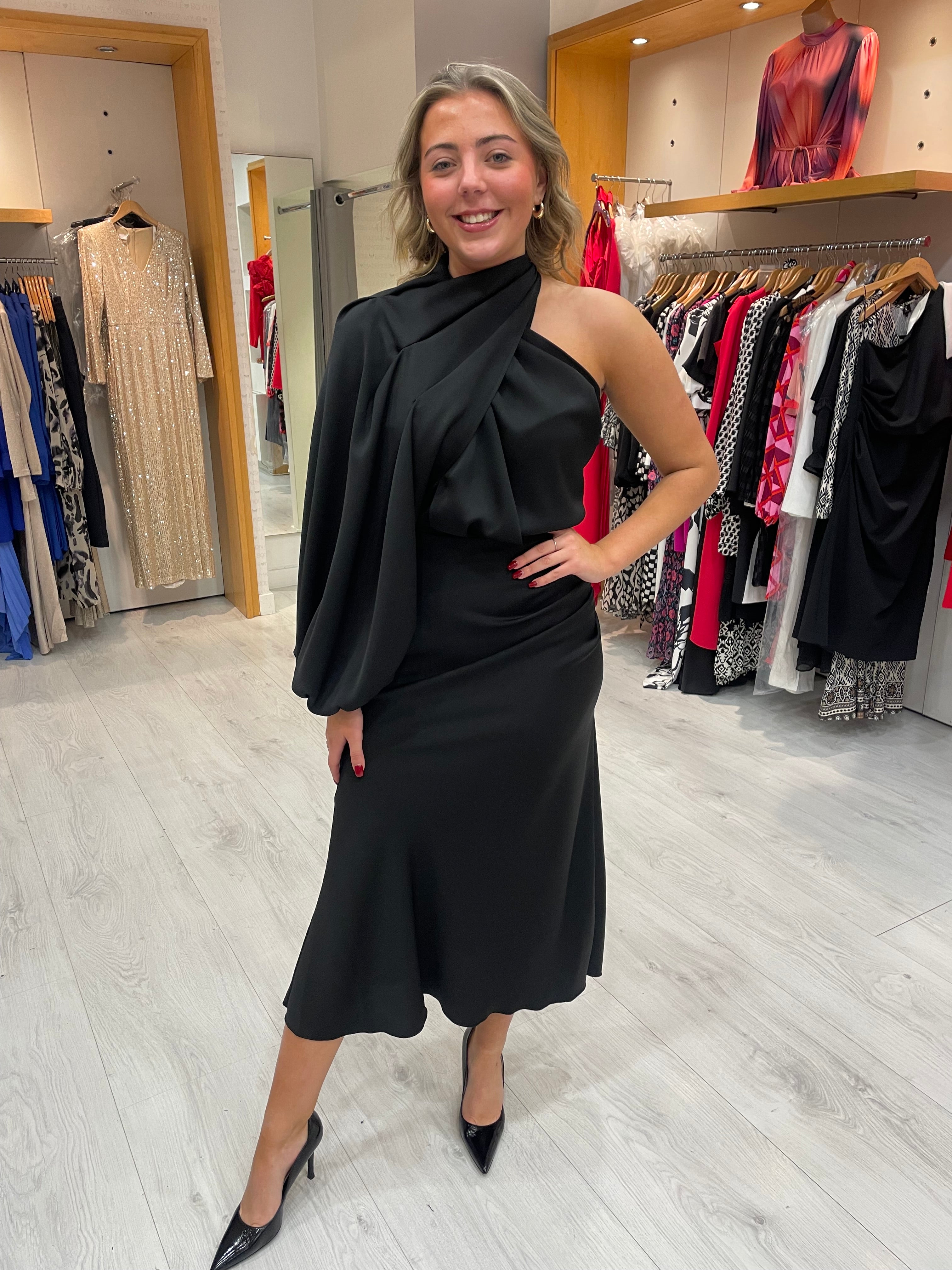 Kevan Jon Demi Black Knee Dress