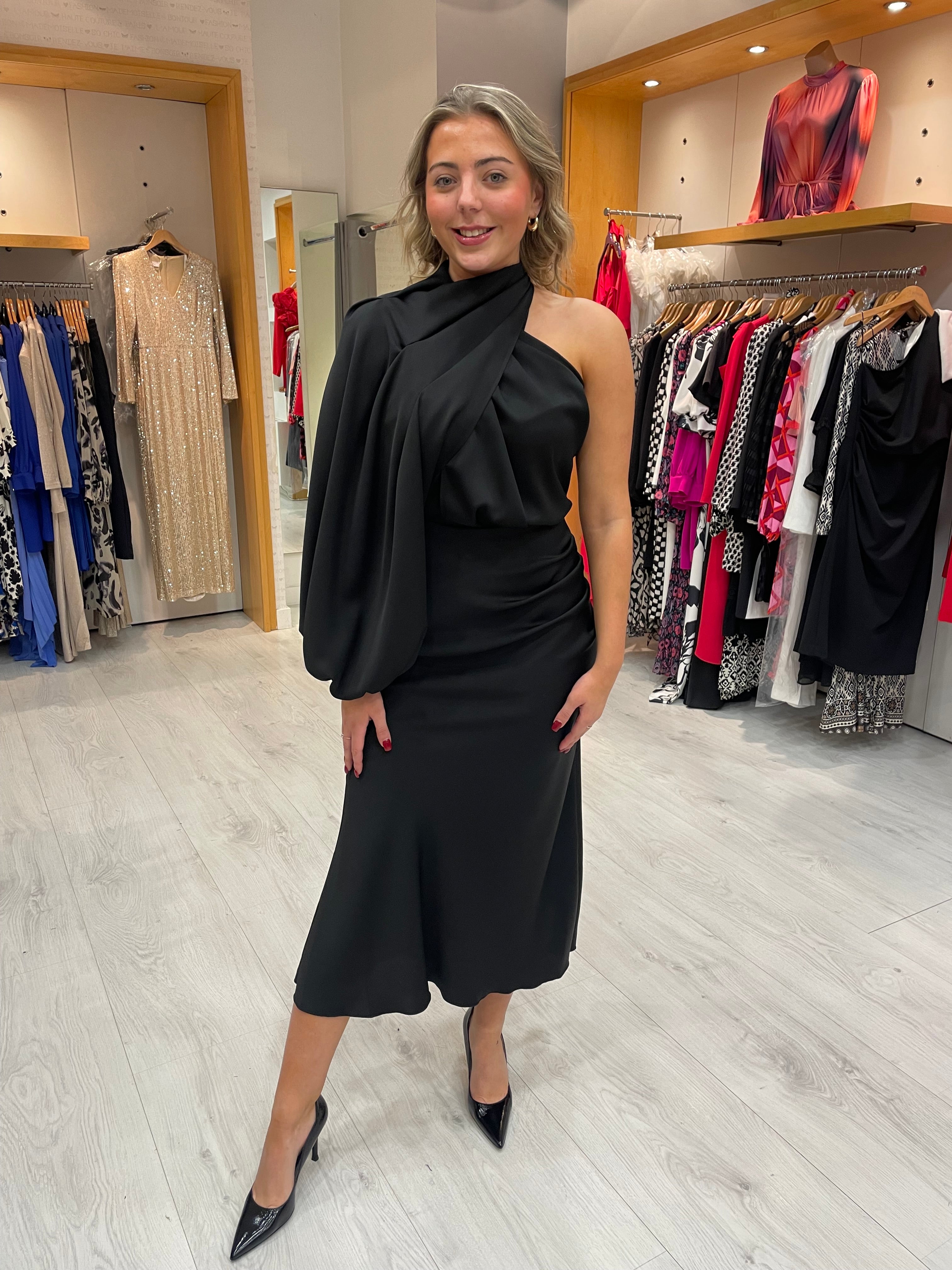 Kevan Jon Demi Black Knee Dress