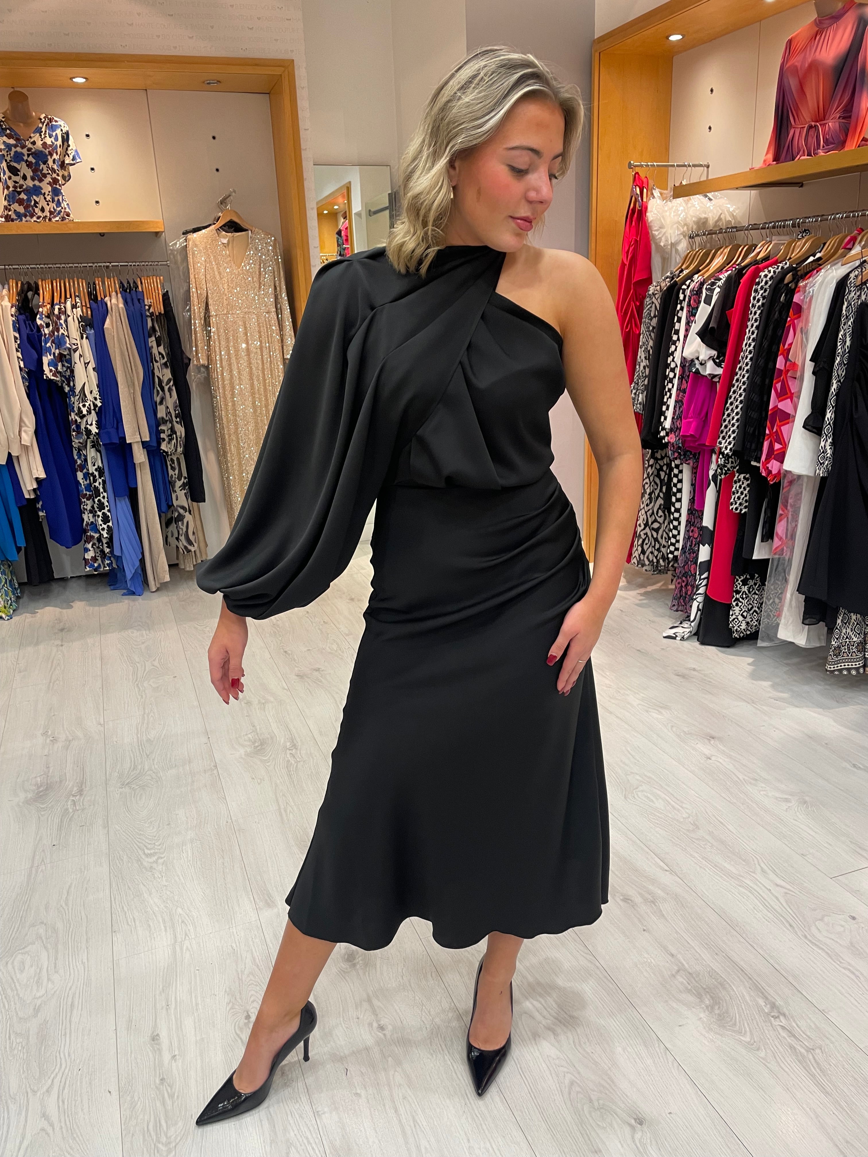 Kevan Jon Demi Black Knee Dress