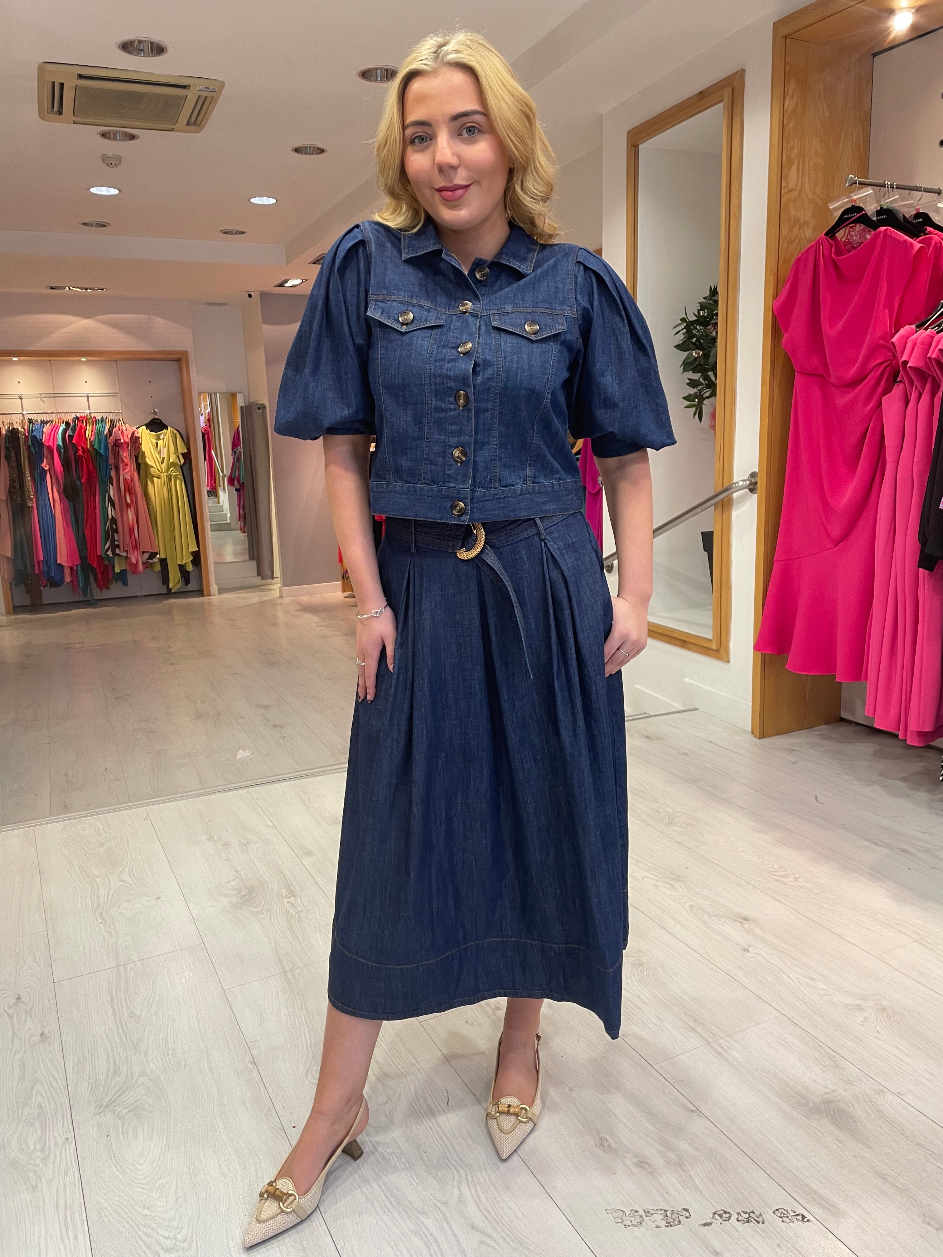 Emily Lovelock Dark Denim Skirt