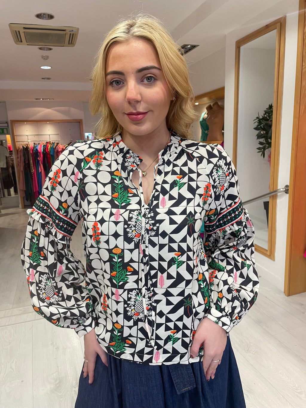 Emily Lovelock Black & White Print Top