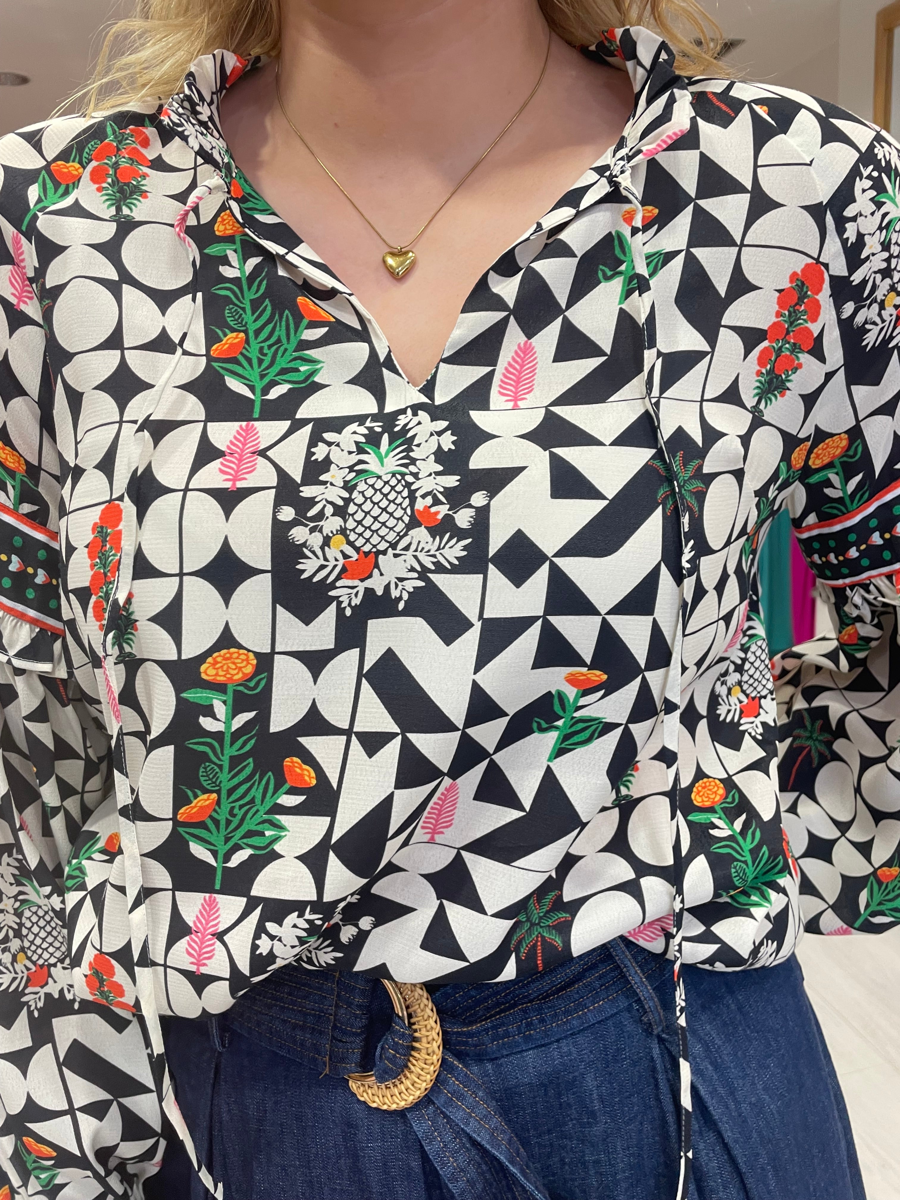 Emily Lovelock Black & White Print Top