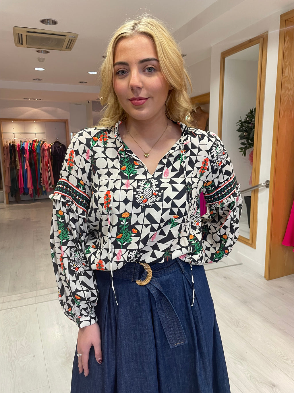 Emily Lovelock Black & White Print Top