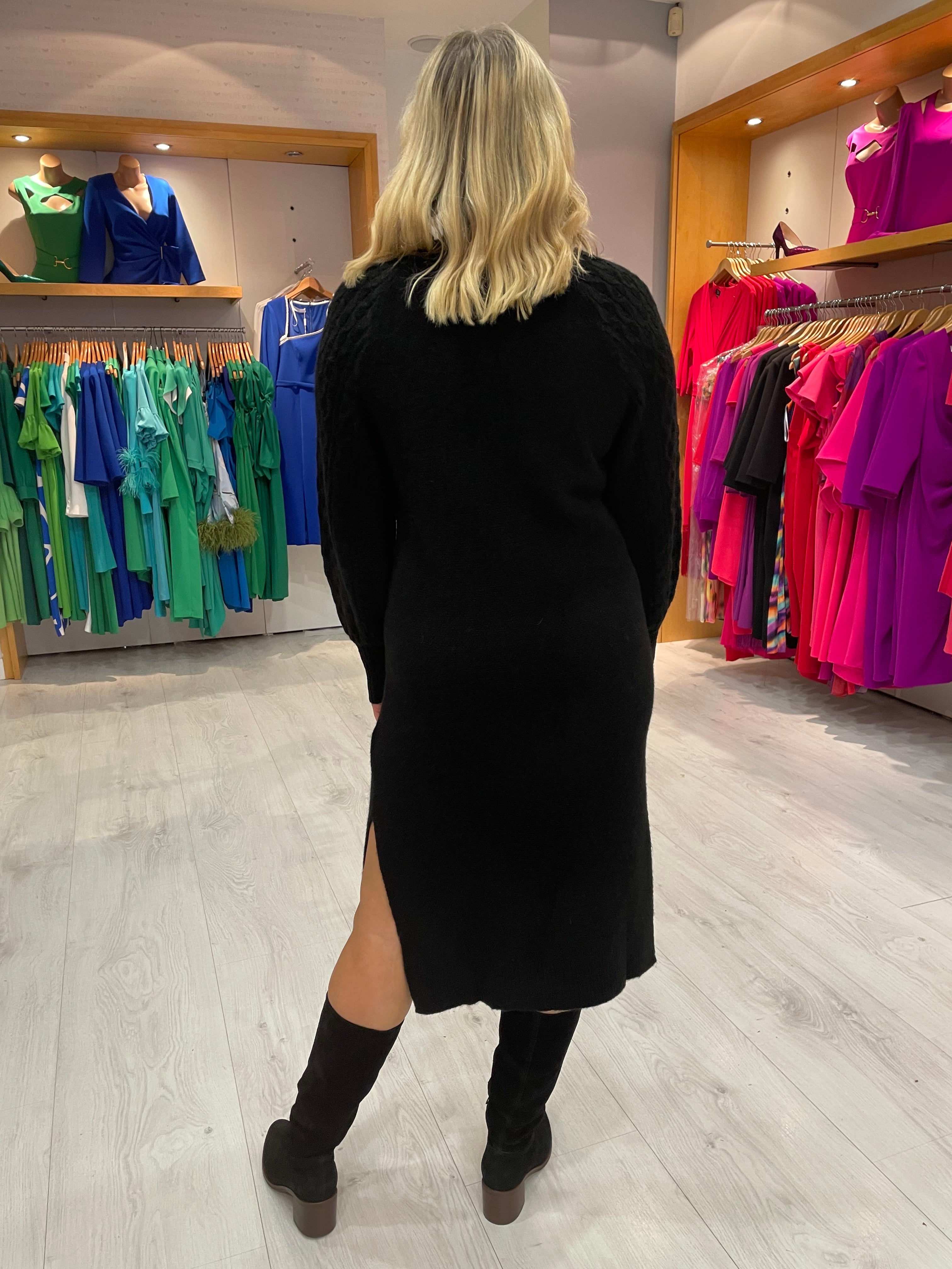Soaked In Luxury Black Cable Knit Dress