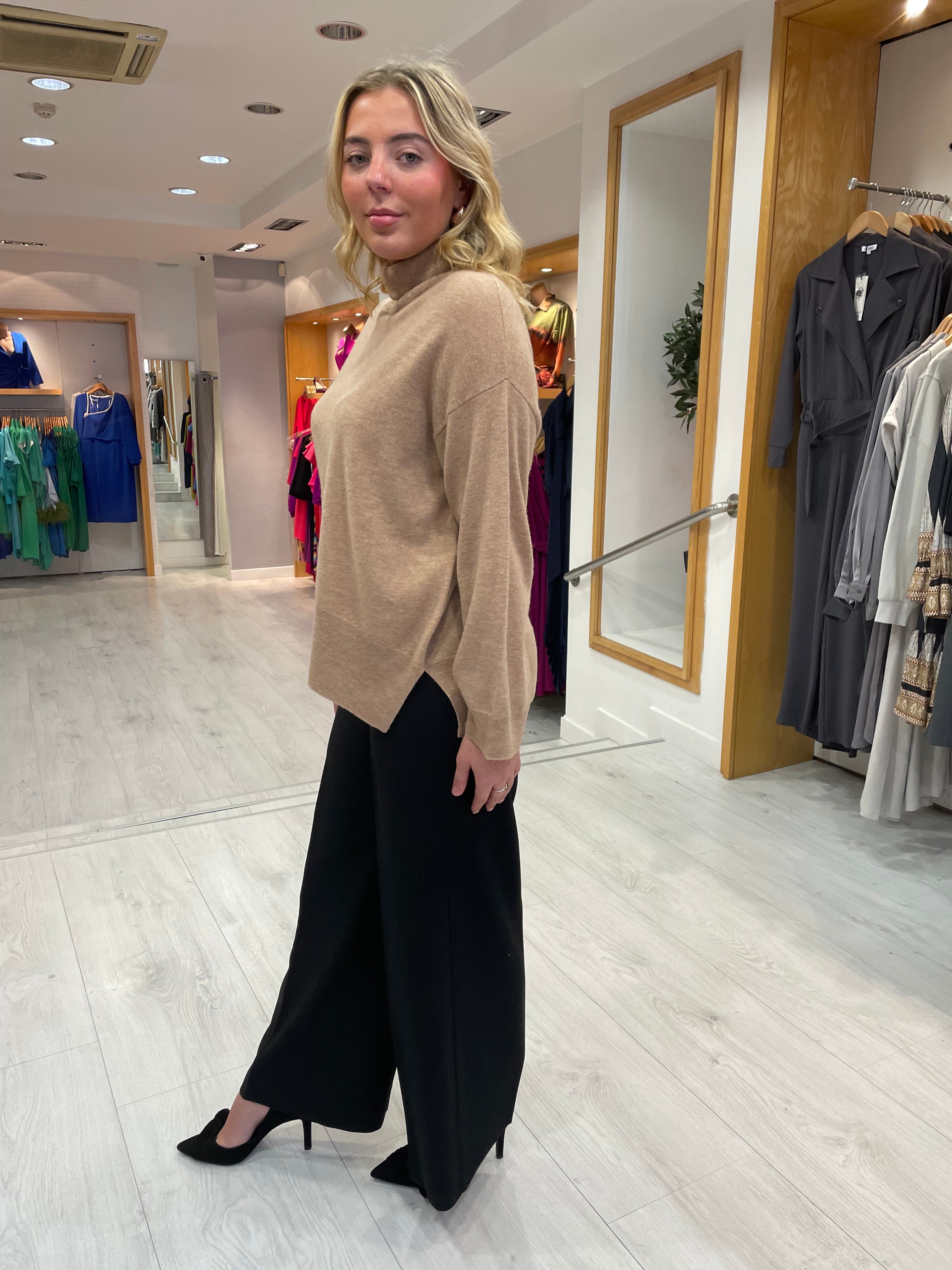 Soaked In Luxury Corinne Black Wide Leg Trousers