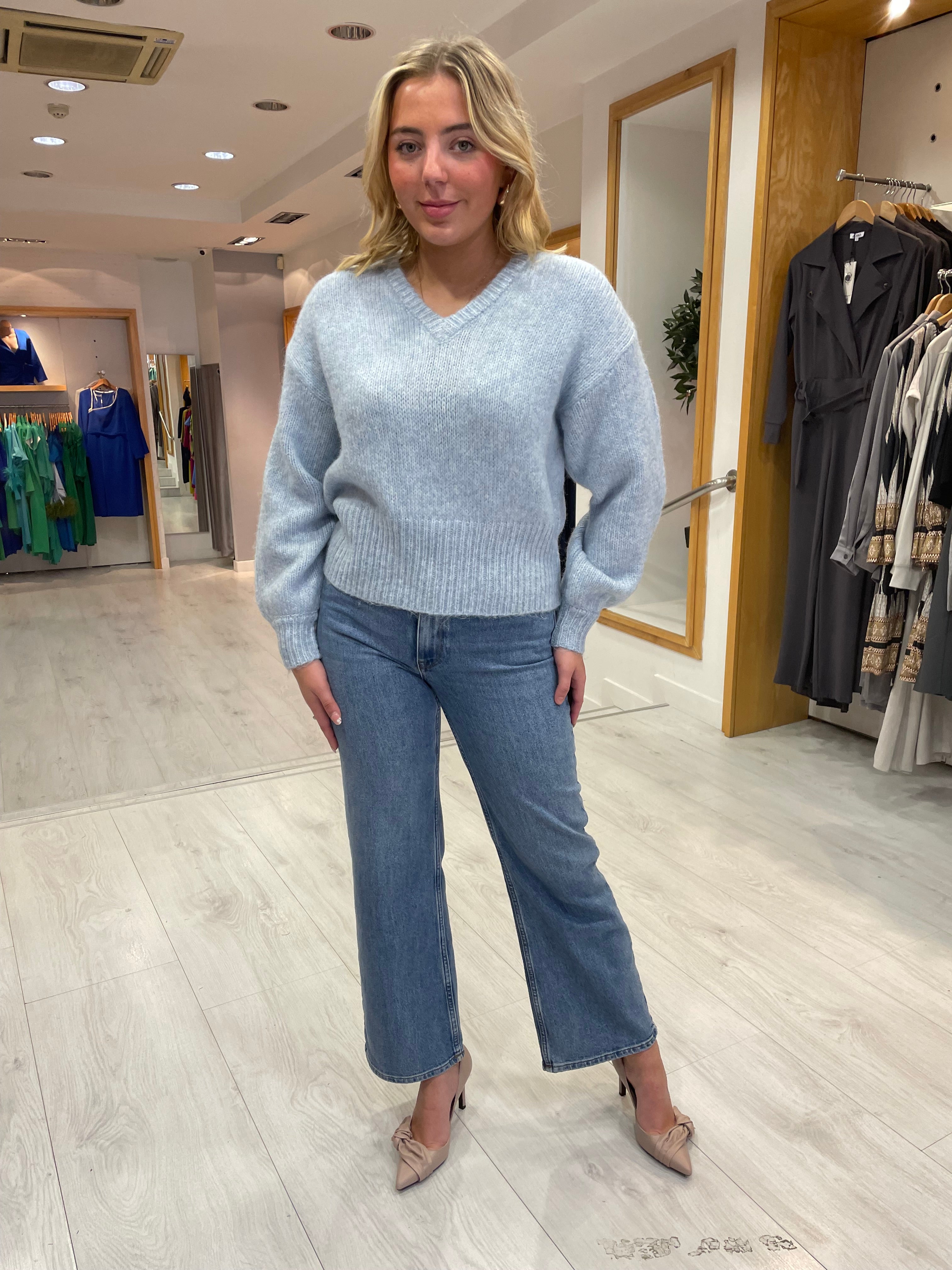 Kaffe Blue V-Neck Knit